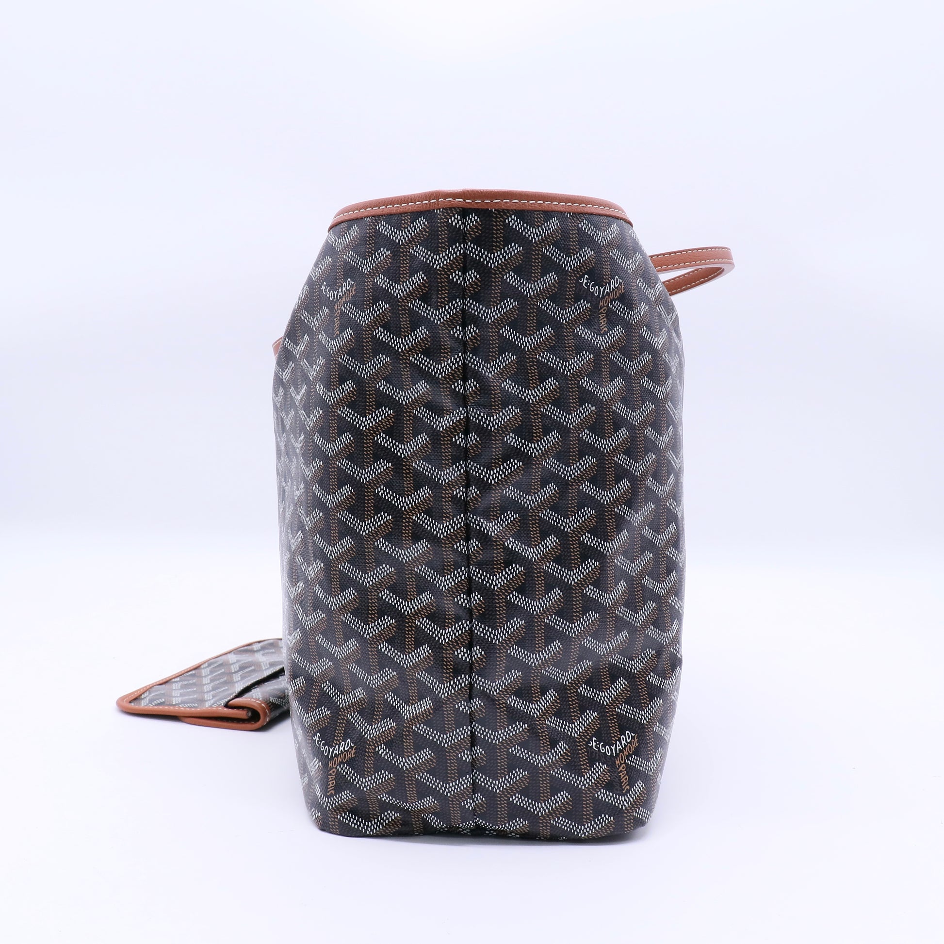 Goyard Black Chevron Print Coated Canvas St. Louis PM Tote Bag Twins LDJ3310