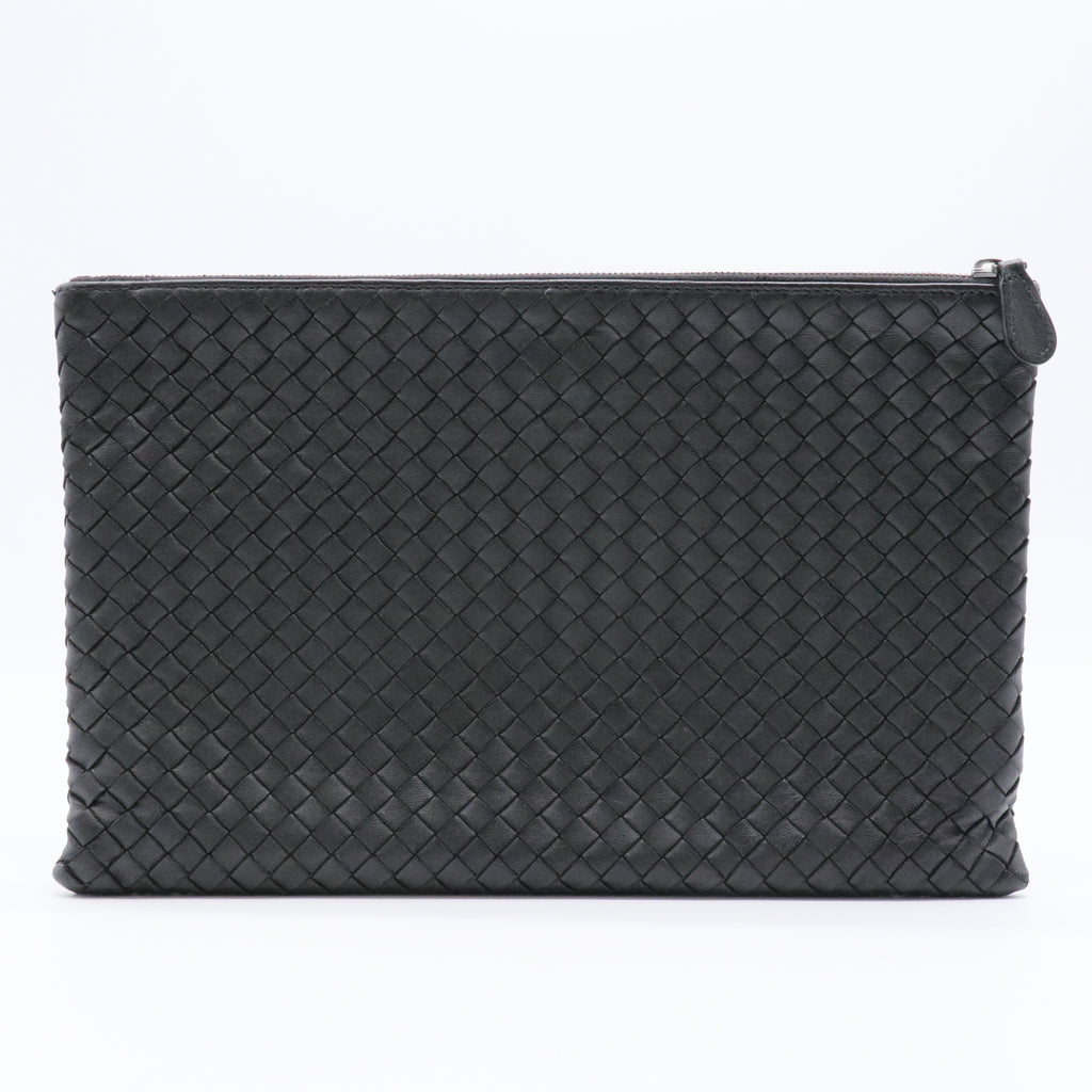 Nappa Intrecciato Zip Pouch Black Gisel