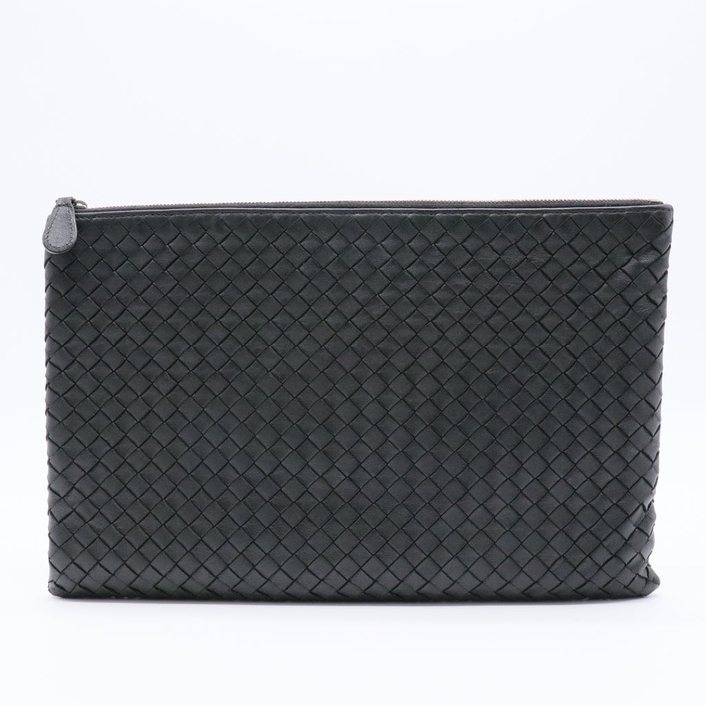 Nappa Intrecciato Zip Pouch Black Gisel