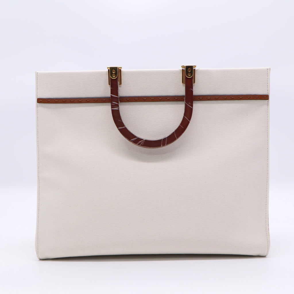 Canvas Grezzo Ghianda Vitello King Logo Embroidered Sunshine Shopper Tote Twins LDJ3312