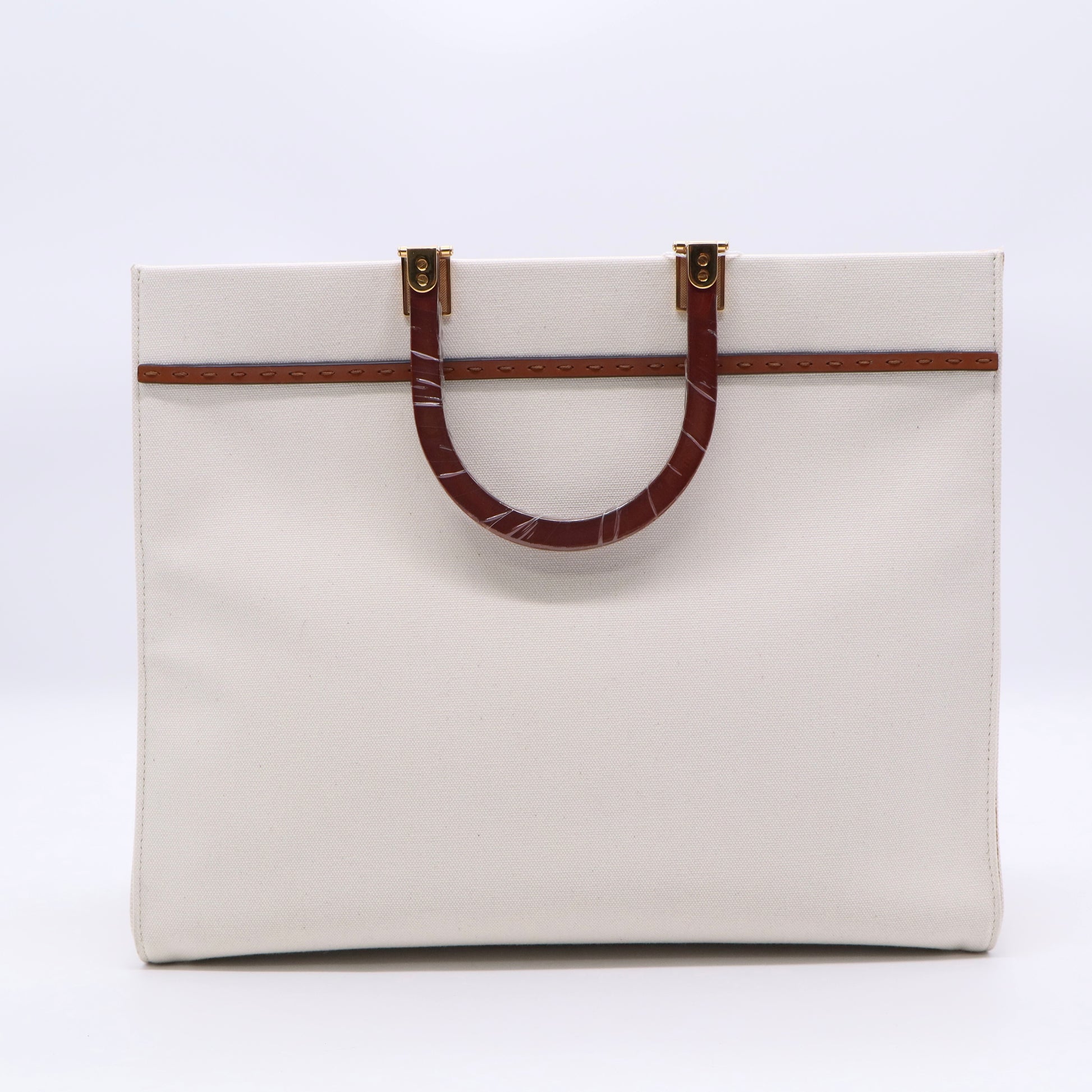 Canvas Grezzo Ghianda Vitello King Logo Embroidered Sunshine Shopper Tote Twins LDJ3312