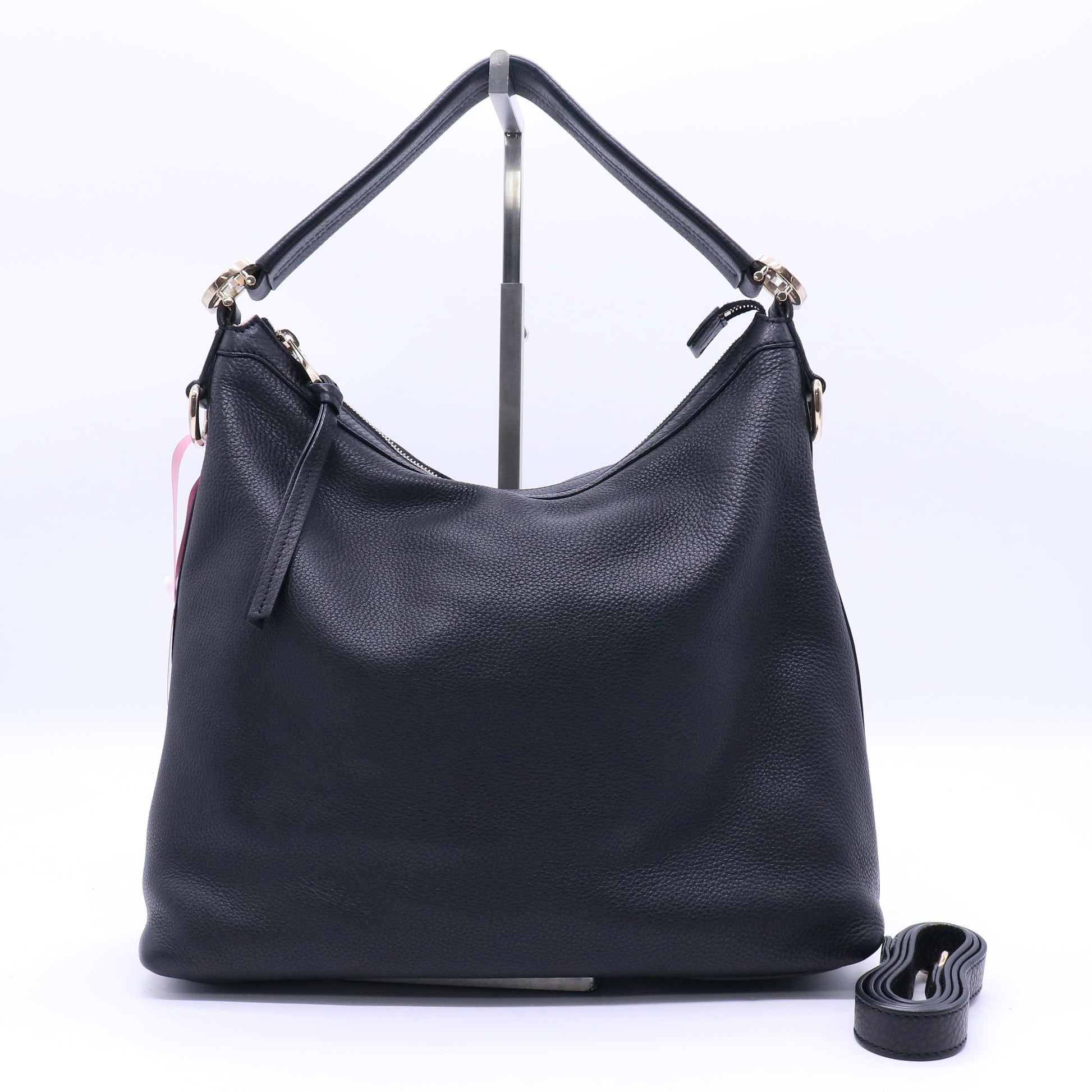 Black Leather Interlocking G Hobo Twins LDJ3304