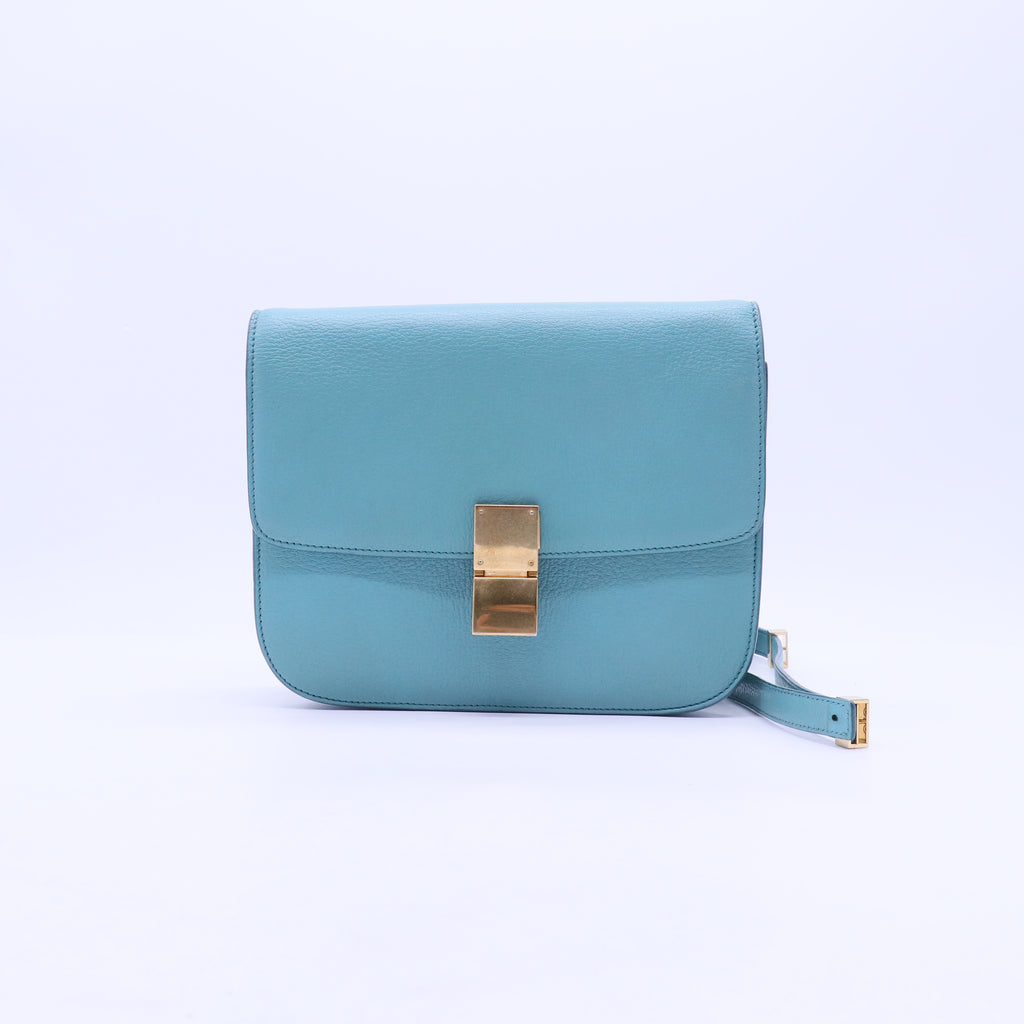 Goatskin Medium Classic Box Flap Bag Antarctic B20758