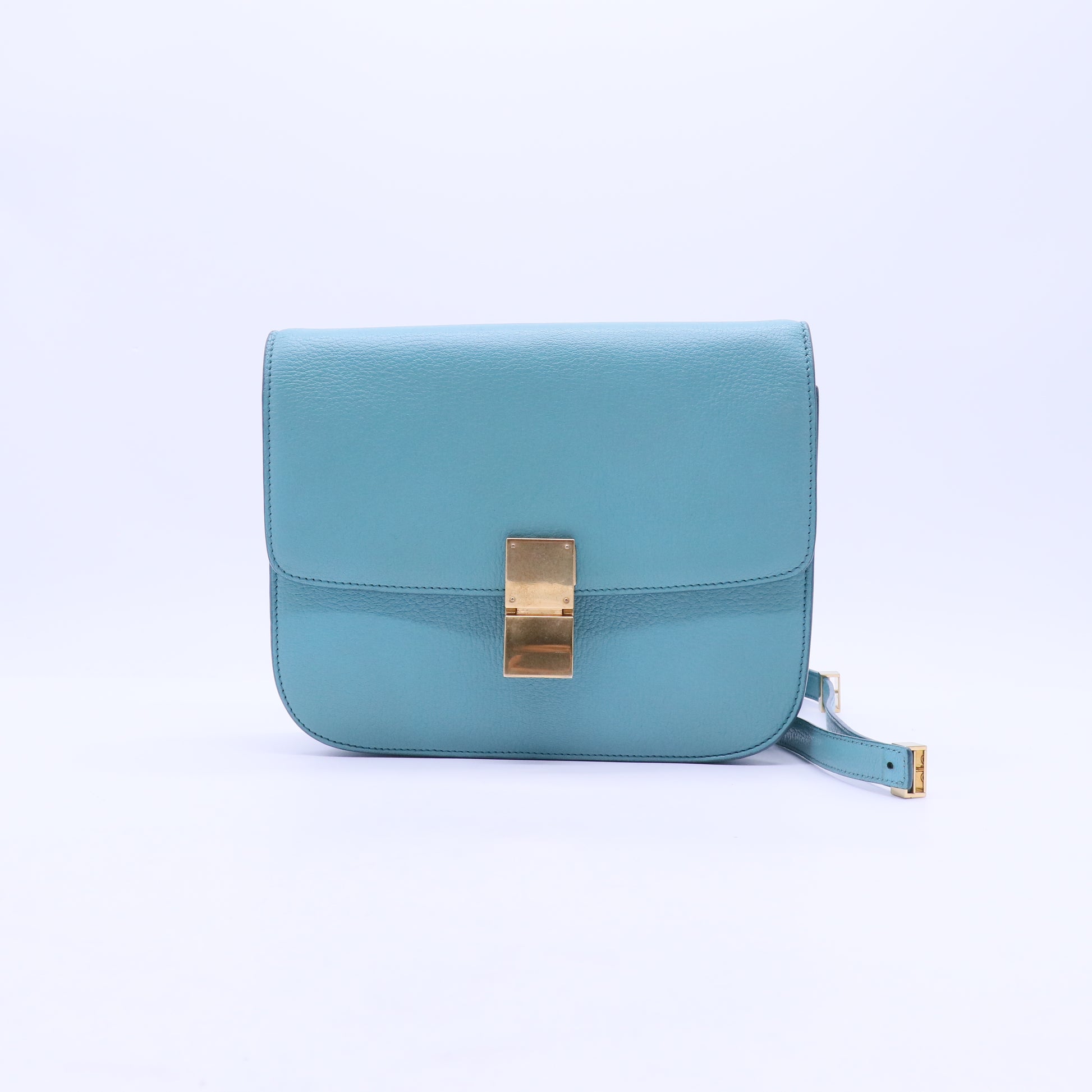 Goatskin Medium Classic Box Flap Bag Antarctic B20758