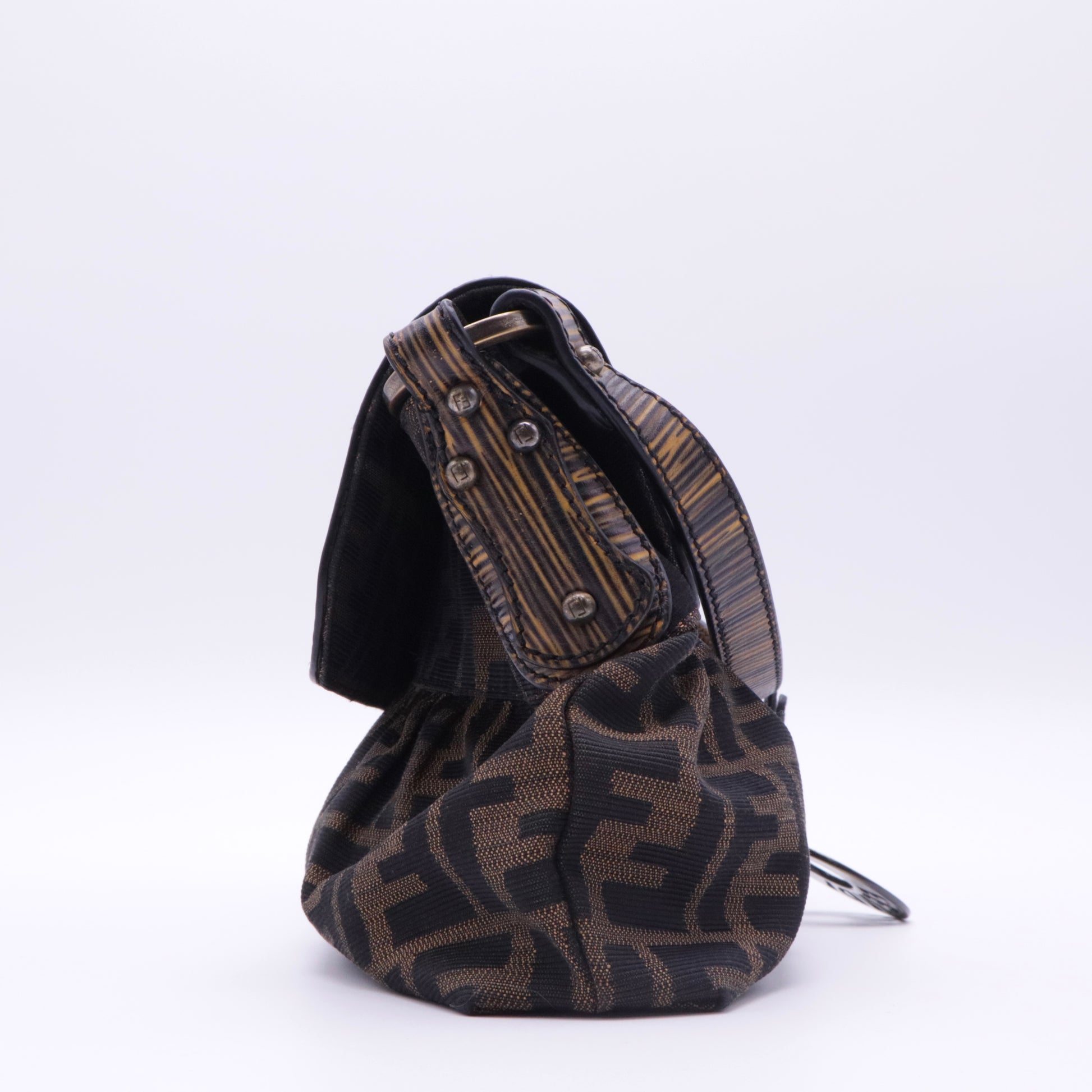 Fendi Tobacco Zucca Canvas and Leather Small Chef Shoulder Bag