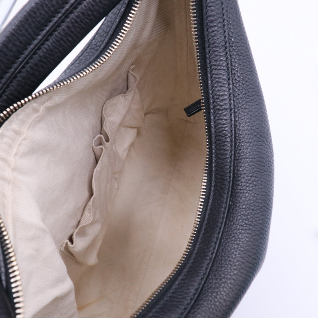 Black Leather Interlocking G Hobo Twins LDJ3304