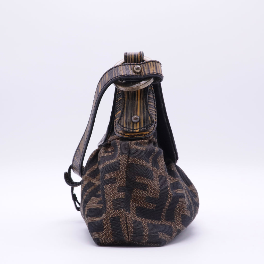 Fendi Tobacco Zucca Canvas and Leather Small Chef Shoulder Bag