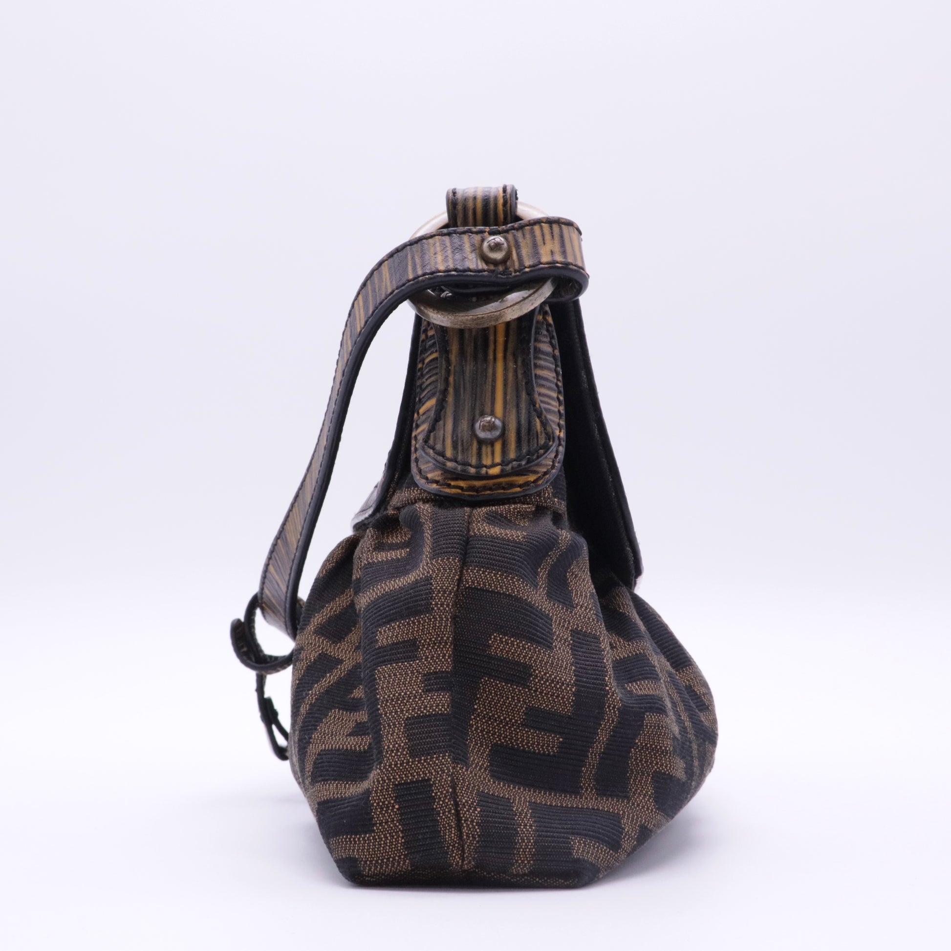 Fendi Tobacco Zucca Canvas and Leather Small Chef Shoulder Bag