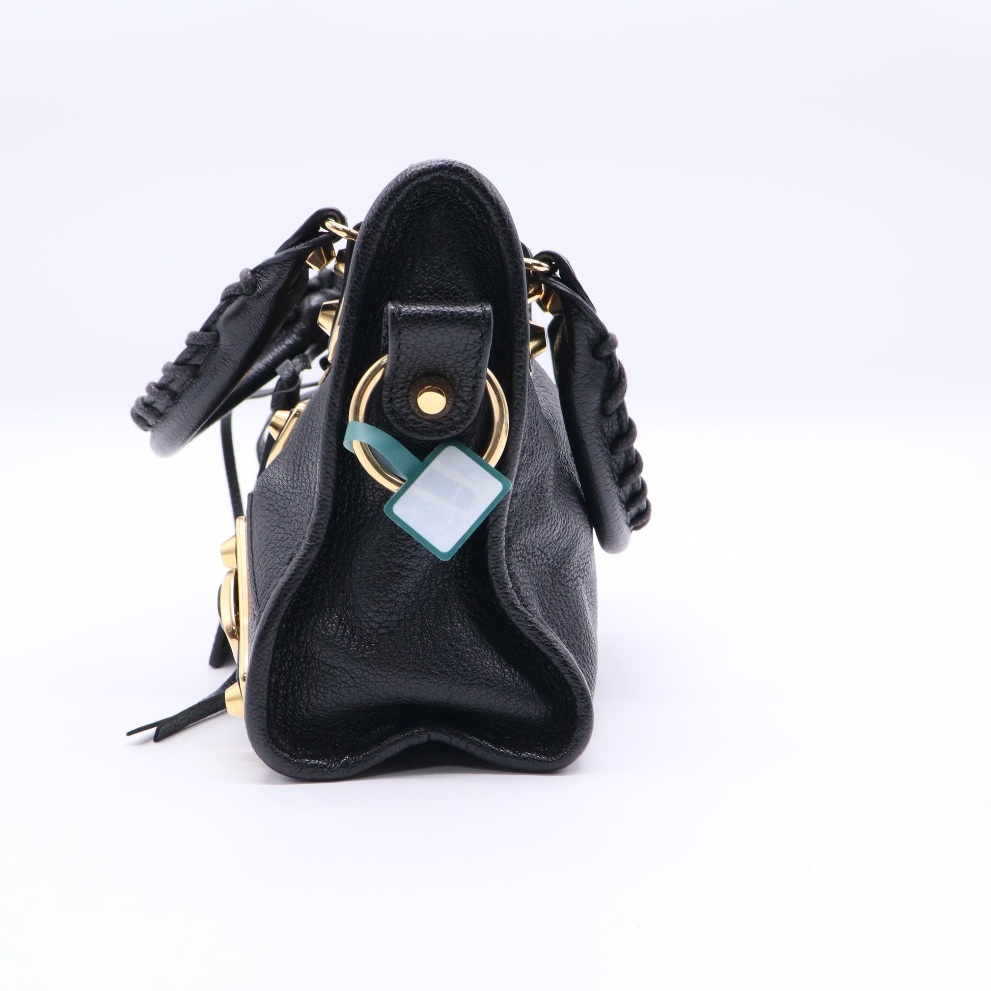 Black Leather Mini Metallic Edge Classic City Bag Twins LDJ3292