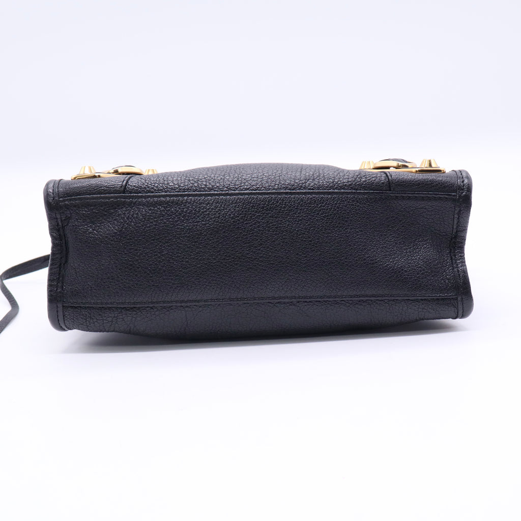 Black Leather Mini Metallic Edge Classic City Bag Twins LDJ3292