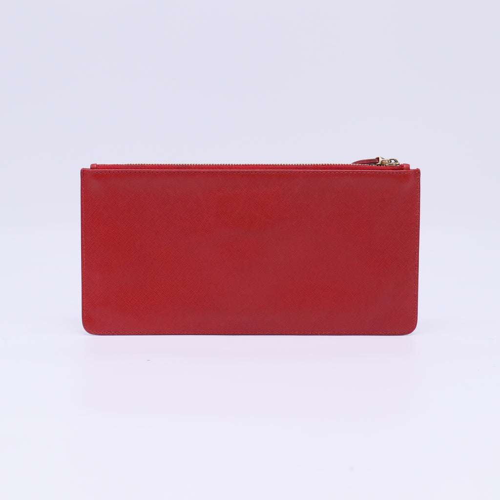 Salvatore Ferragamo Gancini Saffiano Leather Wristlet Pouch W22096