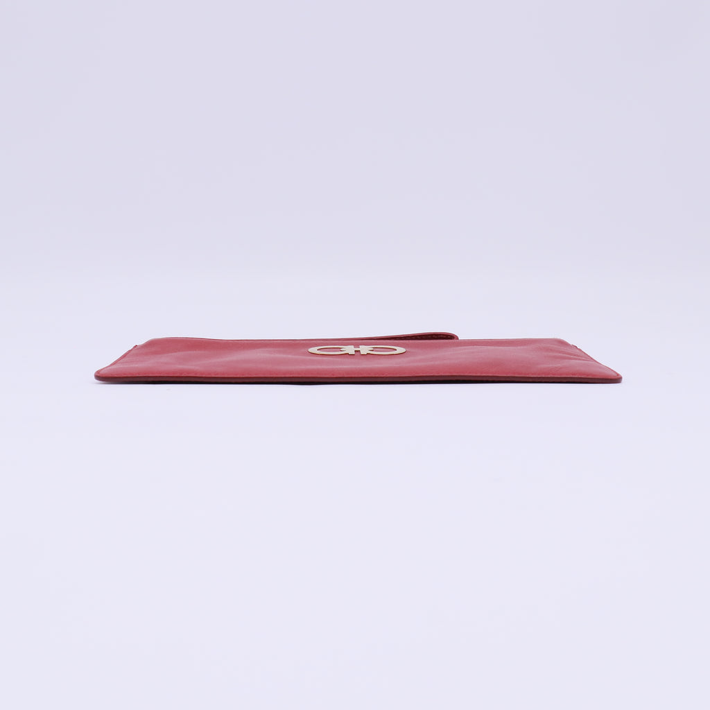 Salvatore Ferragamo Gancini Saffiano Leather Wristlet Pouch W22096