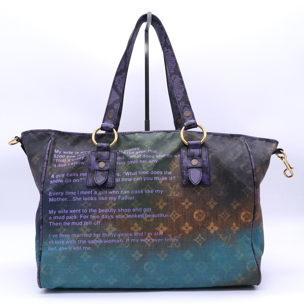 Louis Vuitton Limited Edition Richard Prince Mixed Blue Monogram Heartbreak Jokes Tote Bag Twins B20839