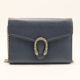 Dollar Calfskin Crystal Mini Dionysus Chain Wallet Blue Agata Black Diamond