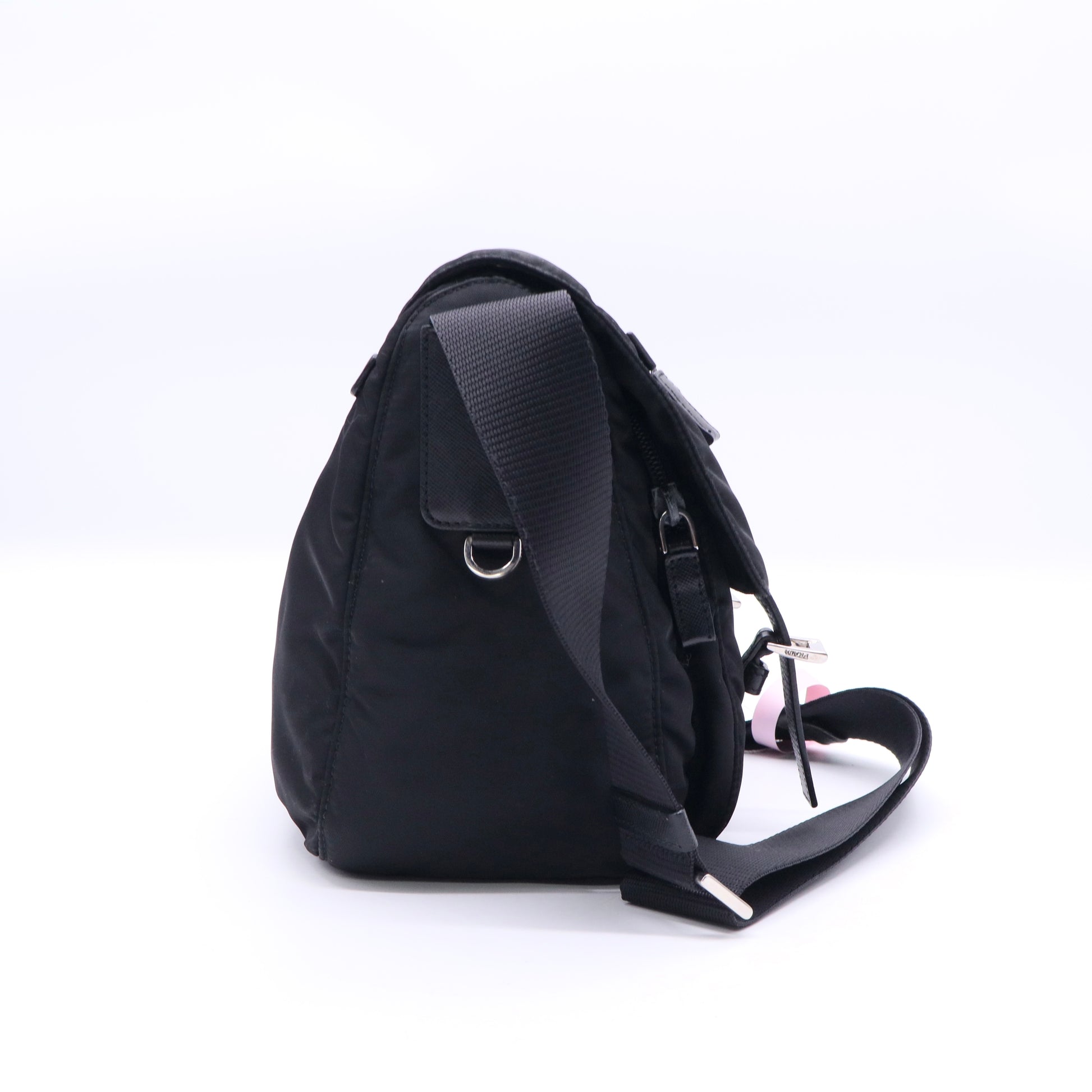 Tessuto Nylon Saffiano Double Buckle Messenger Shoulder Bag  Twins LDJ3309