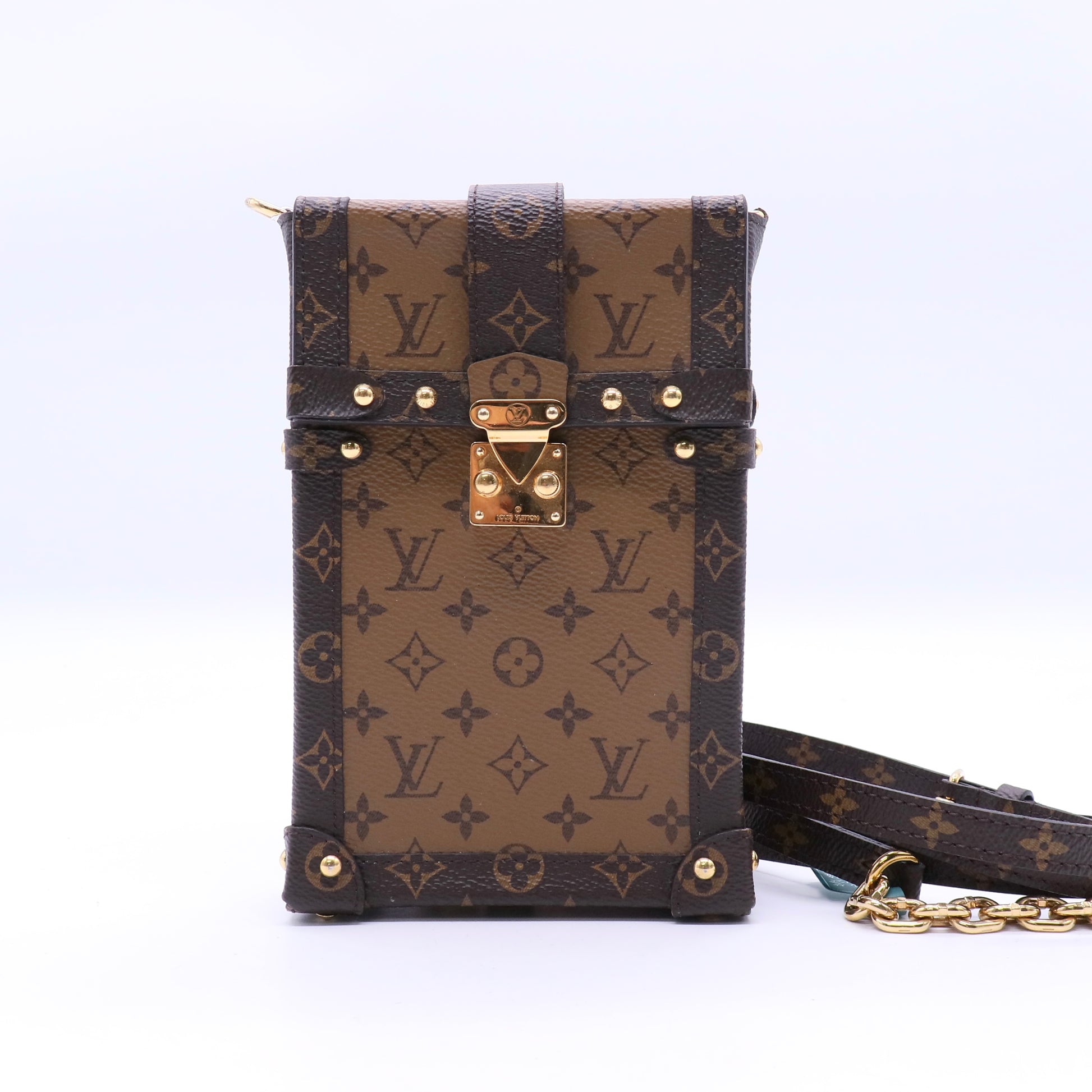 Louis Vuitton Monogram Reverse Canvas Vertical Trunk Pochette Bag Twins LDJ3290