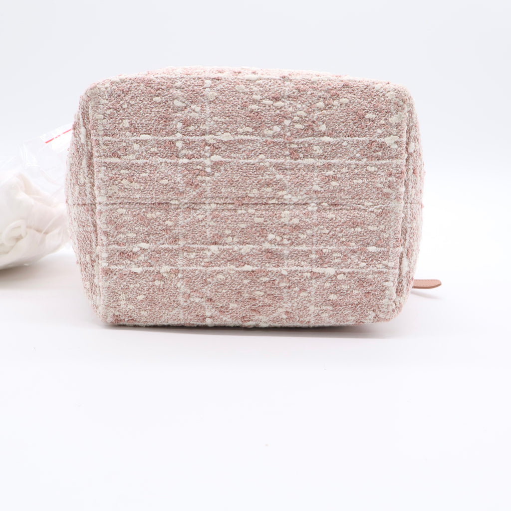Small Toujours Vertical Tote Bag Celestial Pink Tweed Twins LDJ2515