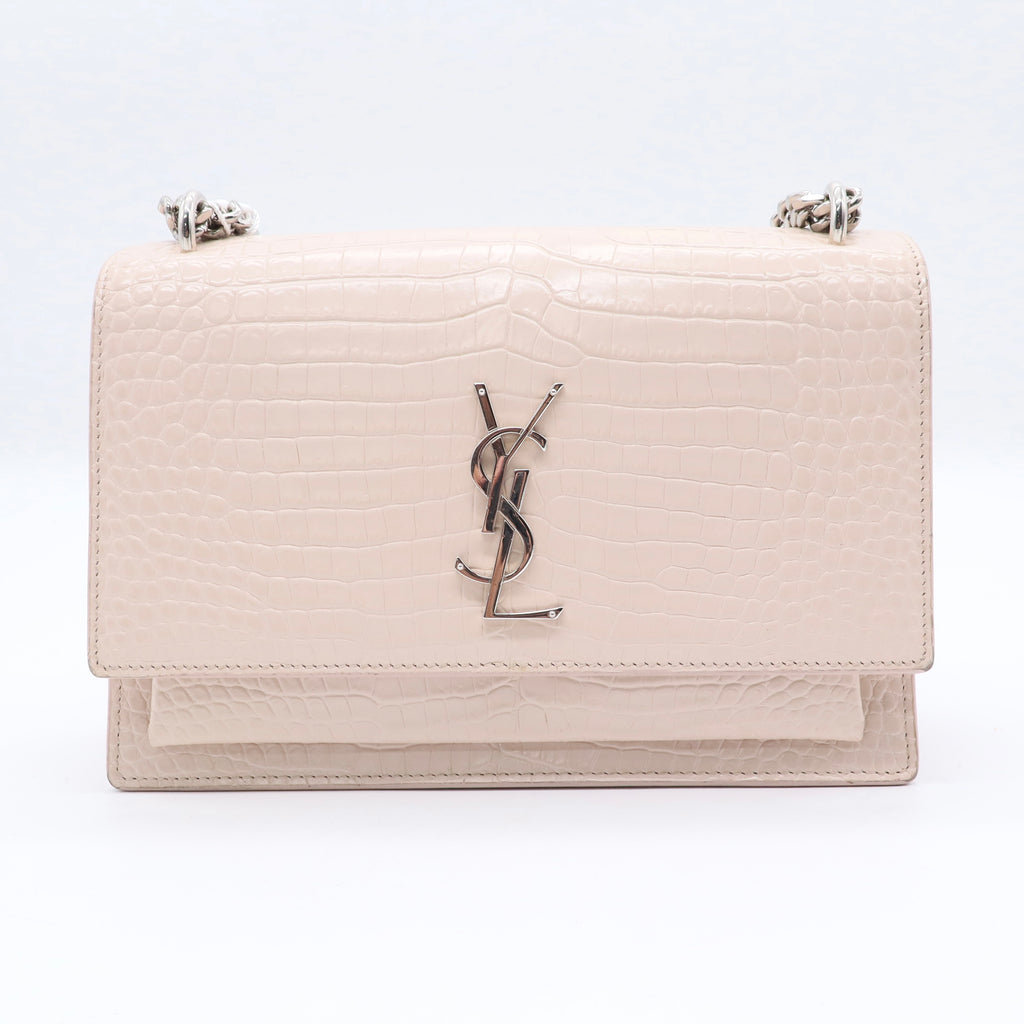 Sunset Crossbody Bag Crocodile Embossed Leather Medium Twins LDJ3265
