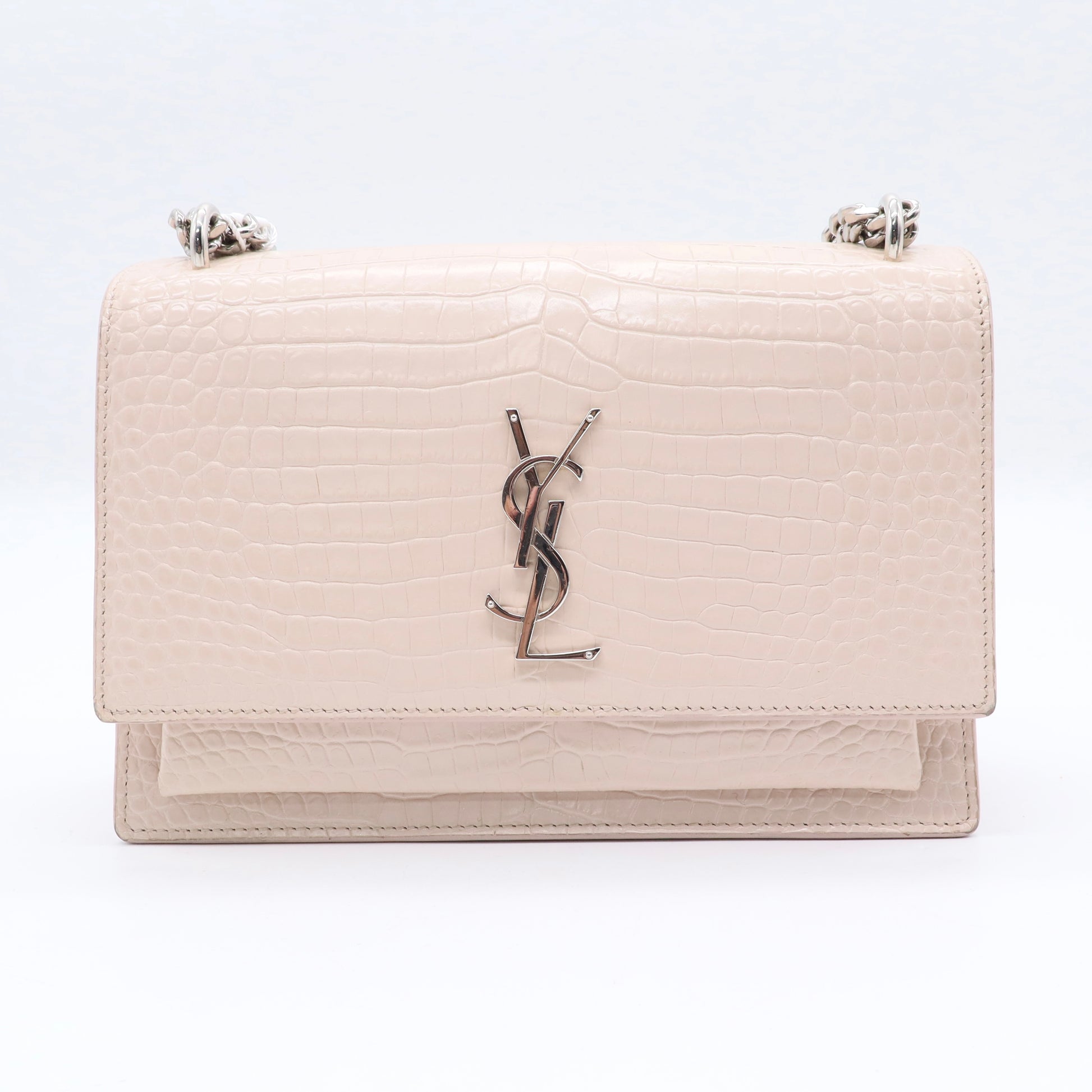 Sunset Crossbody Bag Crocodile Embossed Leather Medium Twins LDJ3265