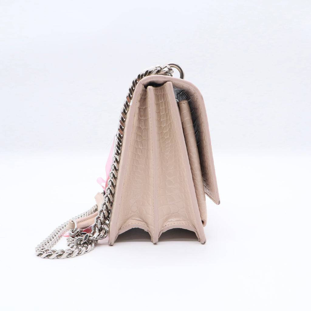 Sunset Crossbody Bag Crocodile Embossed Leather Medium Twins LDJ3265