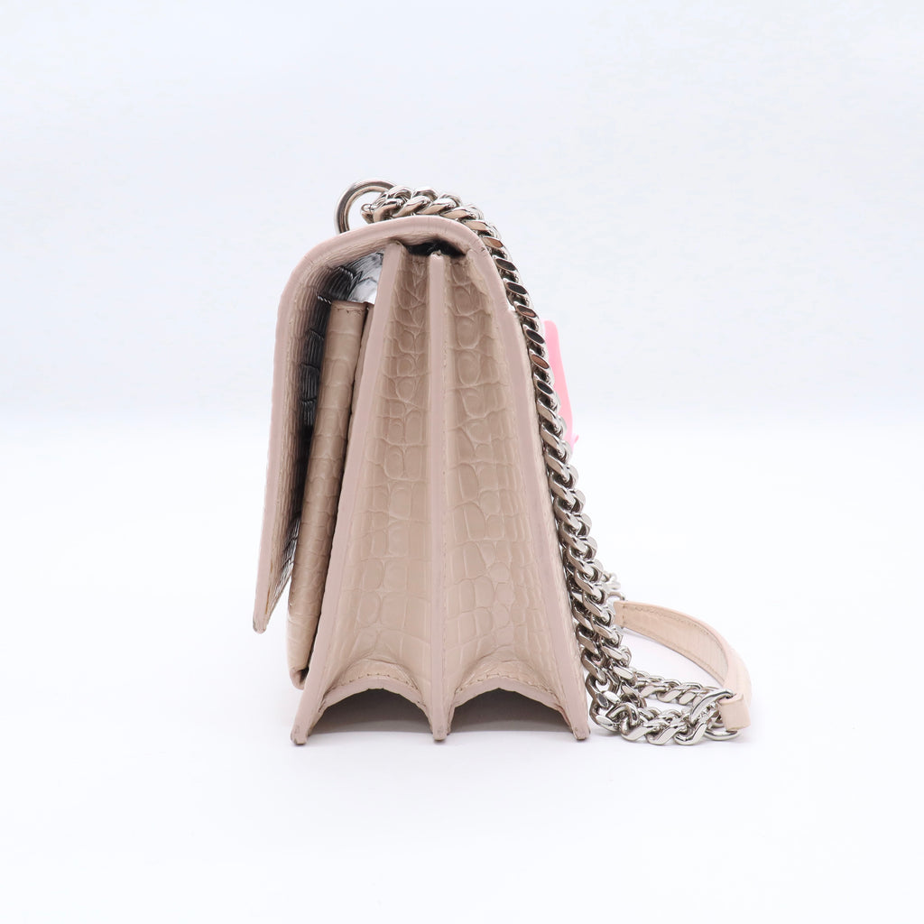 Sunset Crossbody Bag Crocodile Embossed Leather Medium Twins LDJ3265