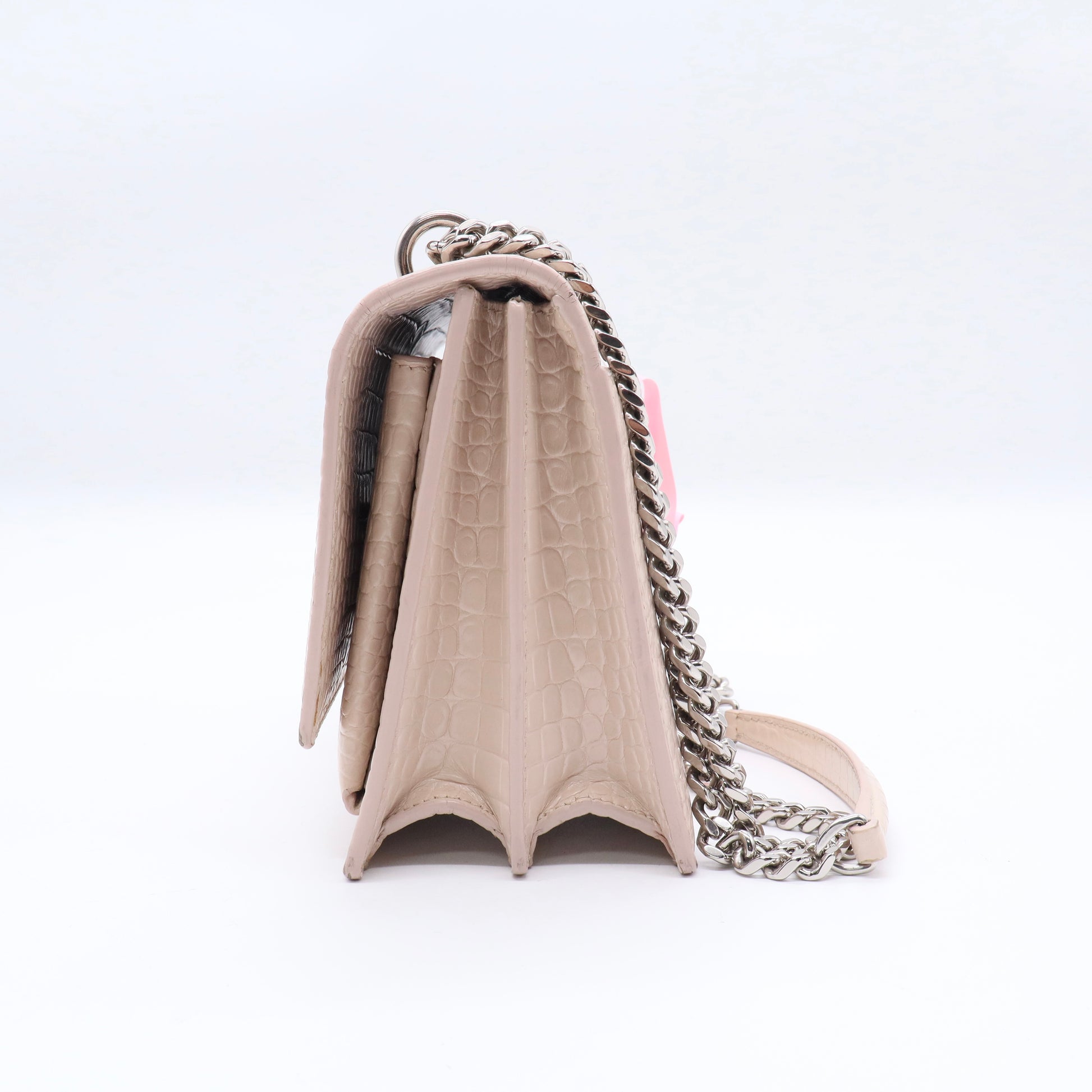 Sunset Crossbody Bag Crocodile Embossed Leather Medium Twins LDJ3265