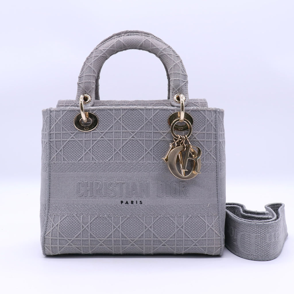 Dior Lady D-Lite Bag Cannage Embroidered Canvas Medium Special Edition Twins LDJ3219