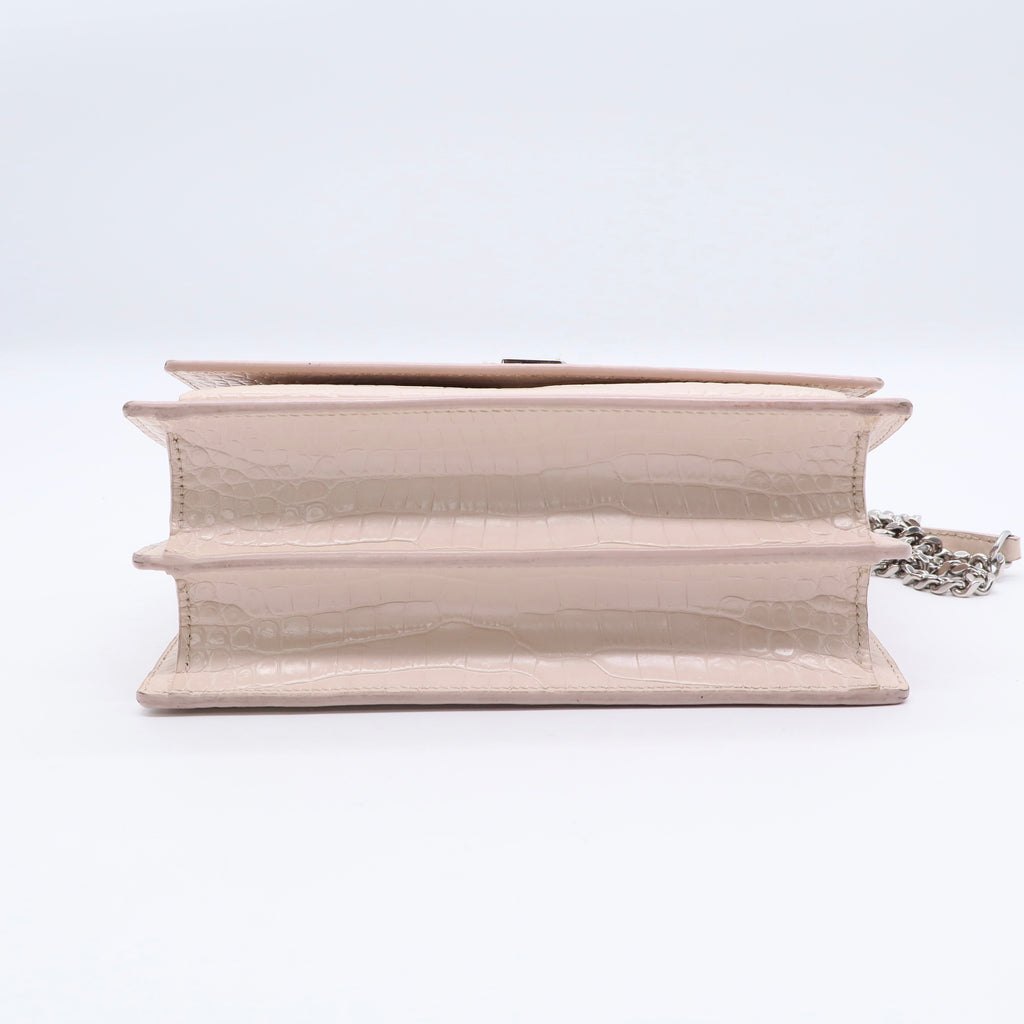 Sunset Crossbody Bag Crocodile Embossed Leather Medium Twins LDJ3265