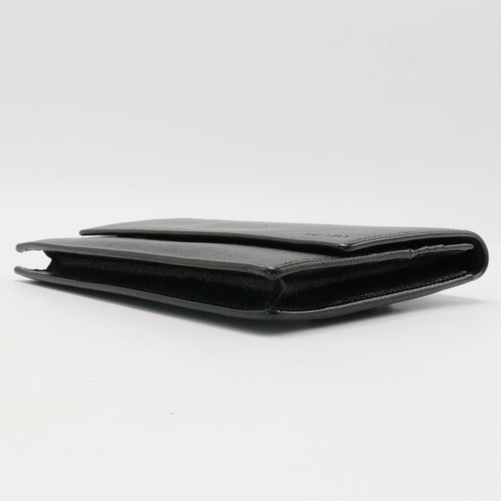 Prada Brown Saffiano Leather Flap Wallet