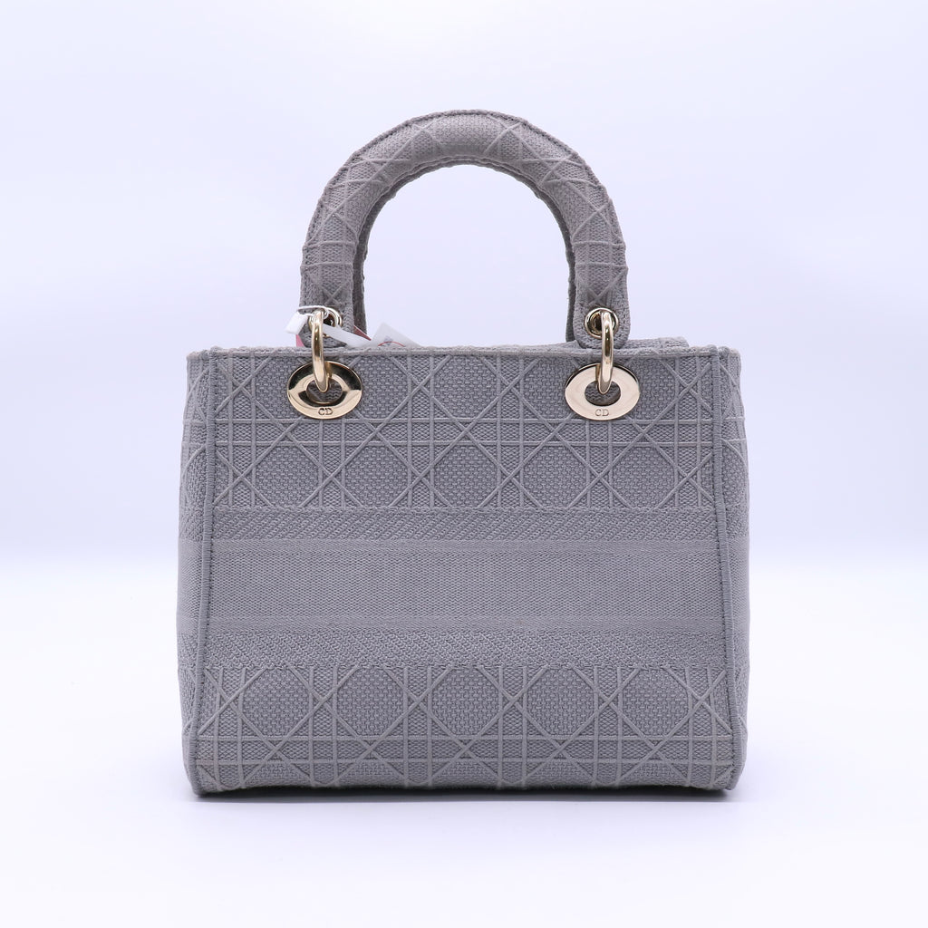 Dior Lady D-Lite Bag Cannage Embroidered Canvas Medium Special Edition Twins LDJ3219