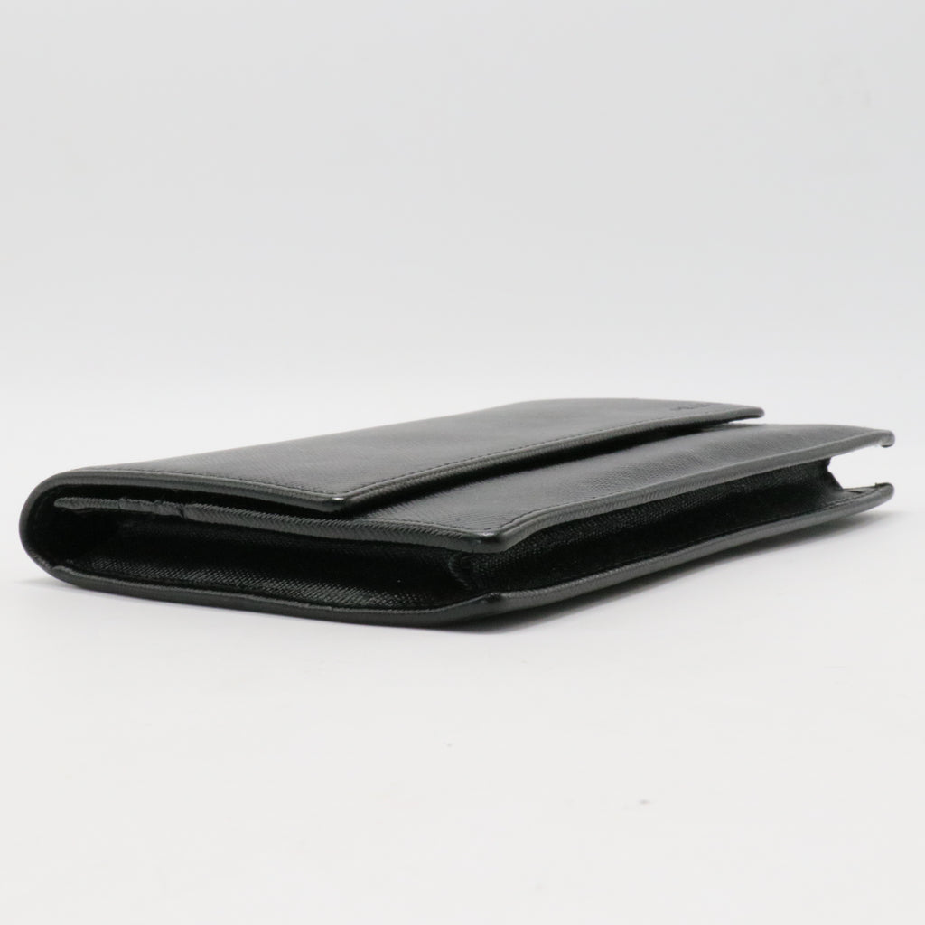 Prada Brown Saffiano Leather Flap Wallet