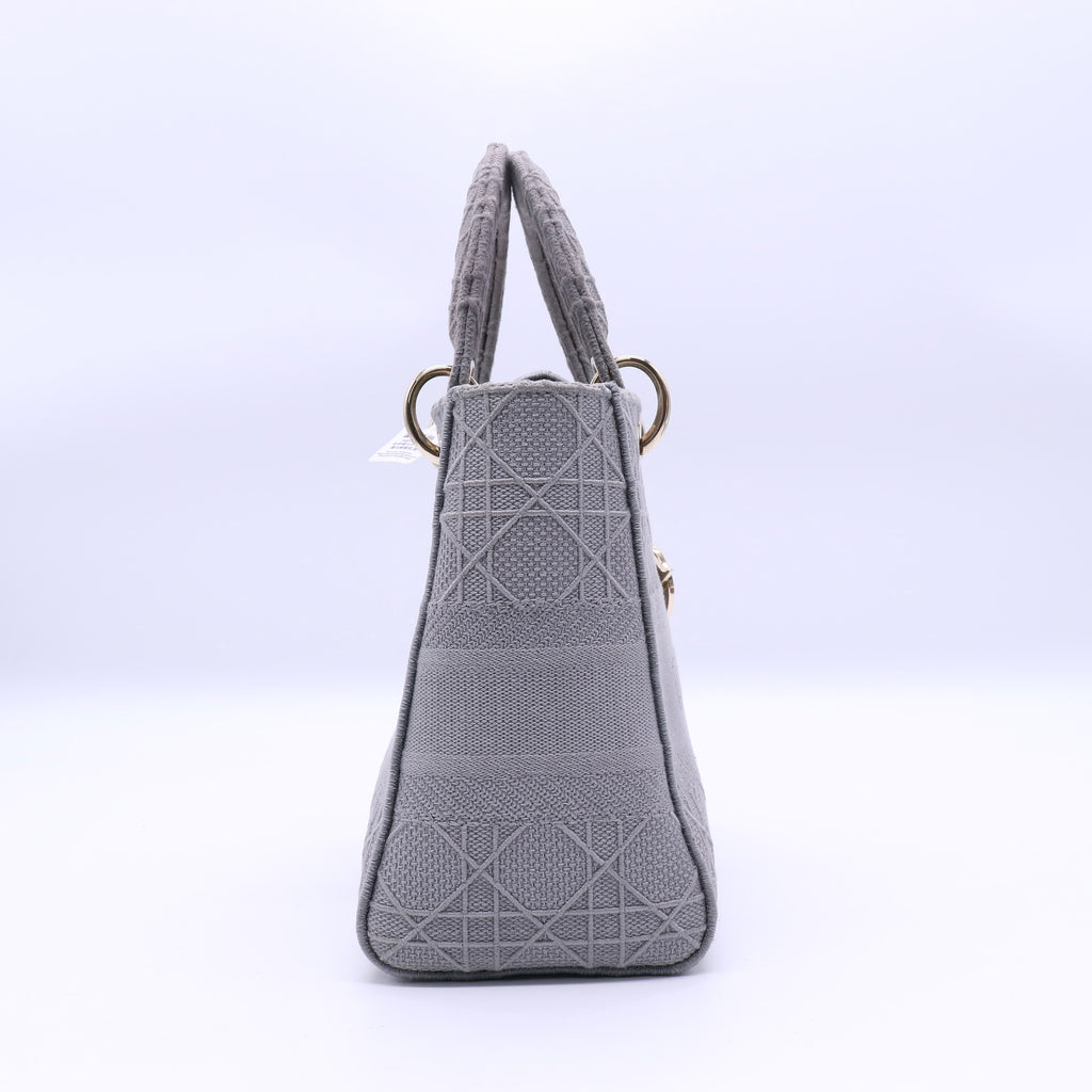 Dior Lady D-Lite Bag Cannage Embroidered Canvas Medium Special Edition Twins LDJ3219