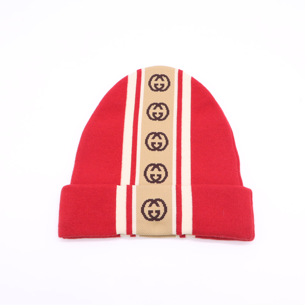 Gucci Interlocking G Stripe Knit Beanie W23396