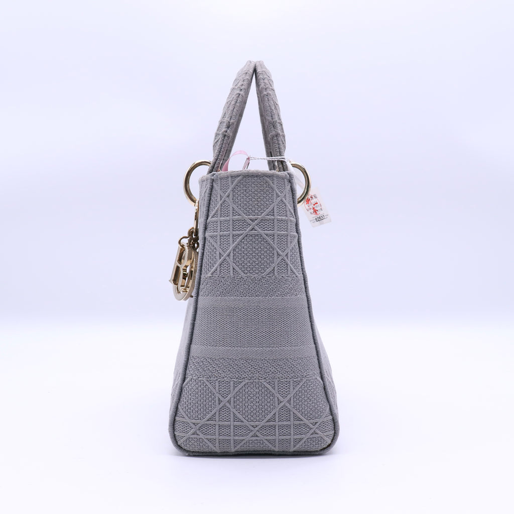 Dior Lady D-Lite Bag Cannage Embroidered Canvas Medium Special Edition Twins LDJ3219