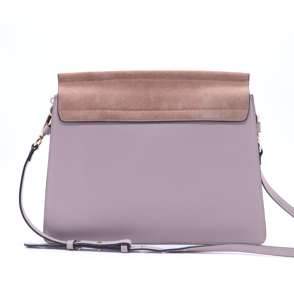 Calfskin Suede Medium Faye Shoulder Bag Motty Grey B21735