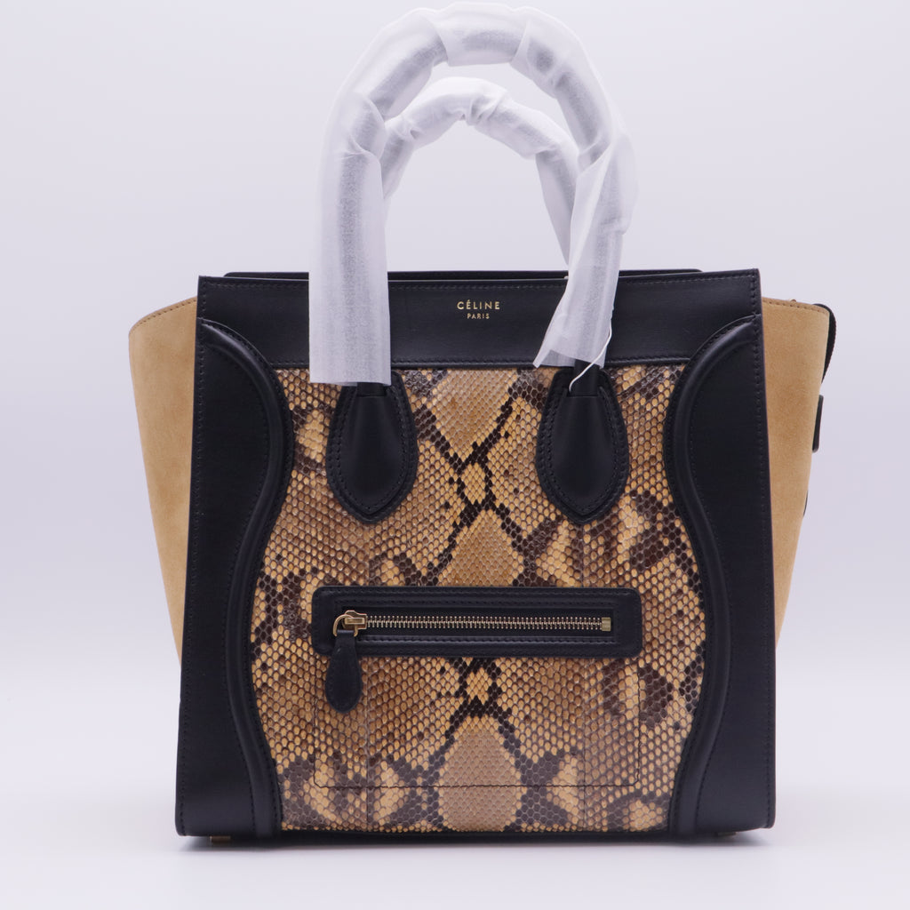 Luggage Bag Python and Leather Mini Tote Twins