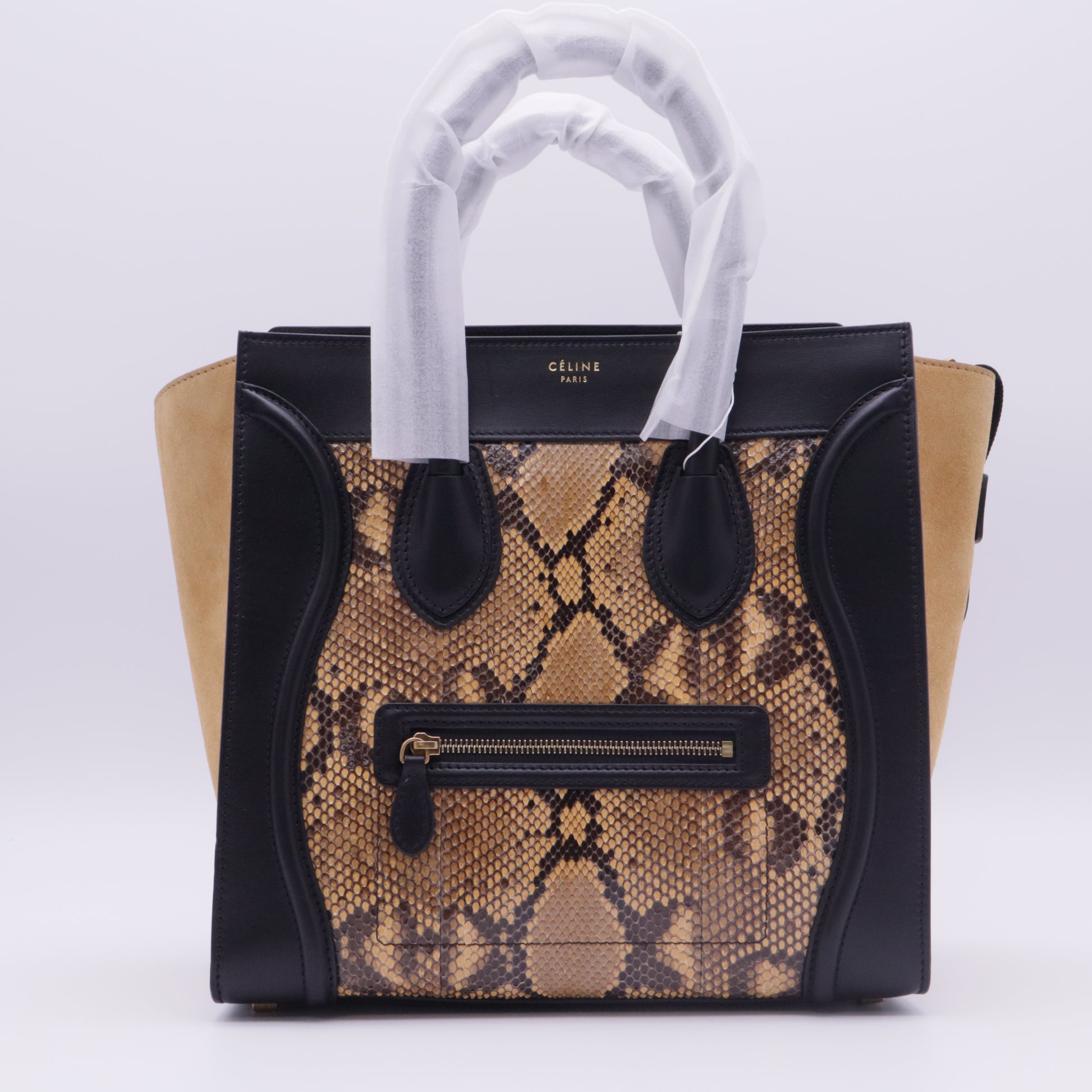Luggage Bag Python and Leather Mini Tote Twins
