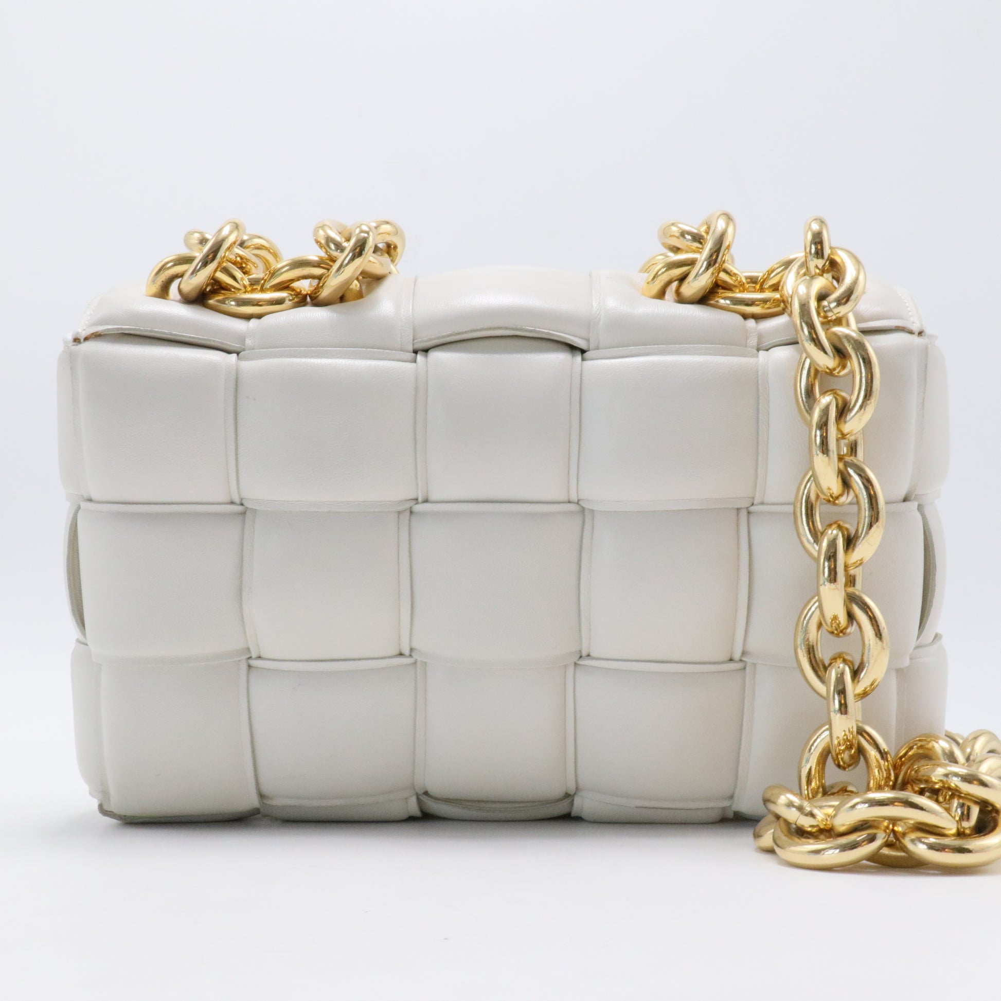 Cassette Chain Crossbody Bag Padded Maxi Intrecciato Leather