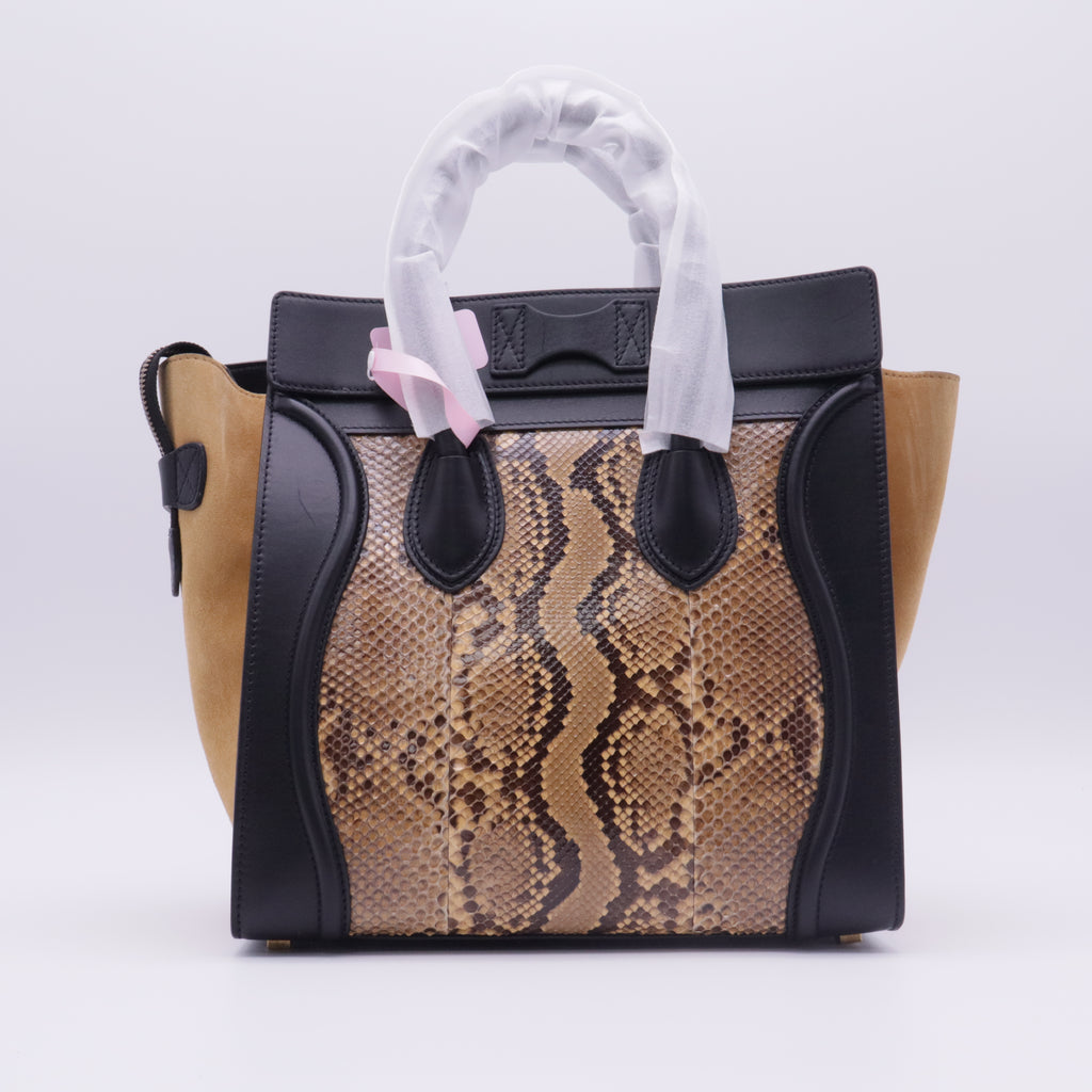 Luggage Bag Python and Leather Mini Tote Twins