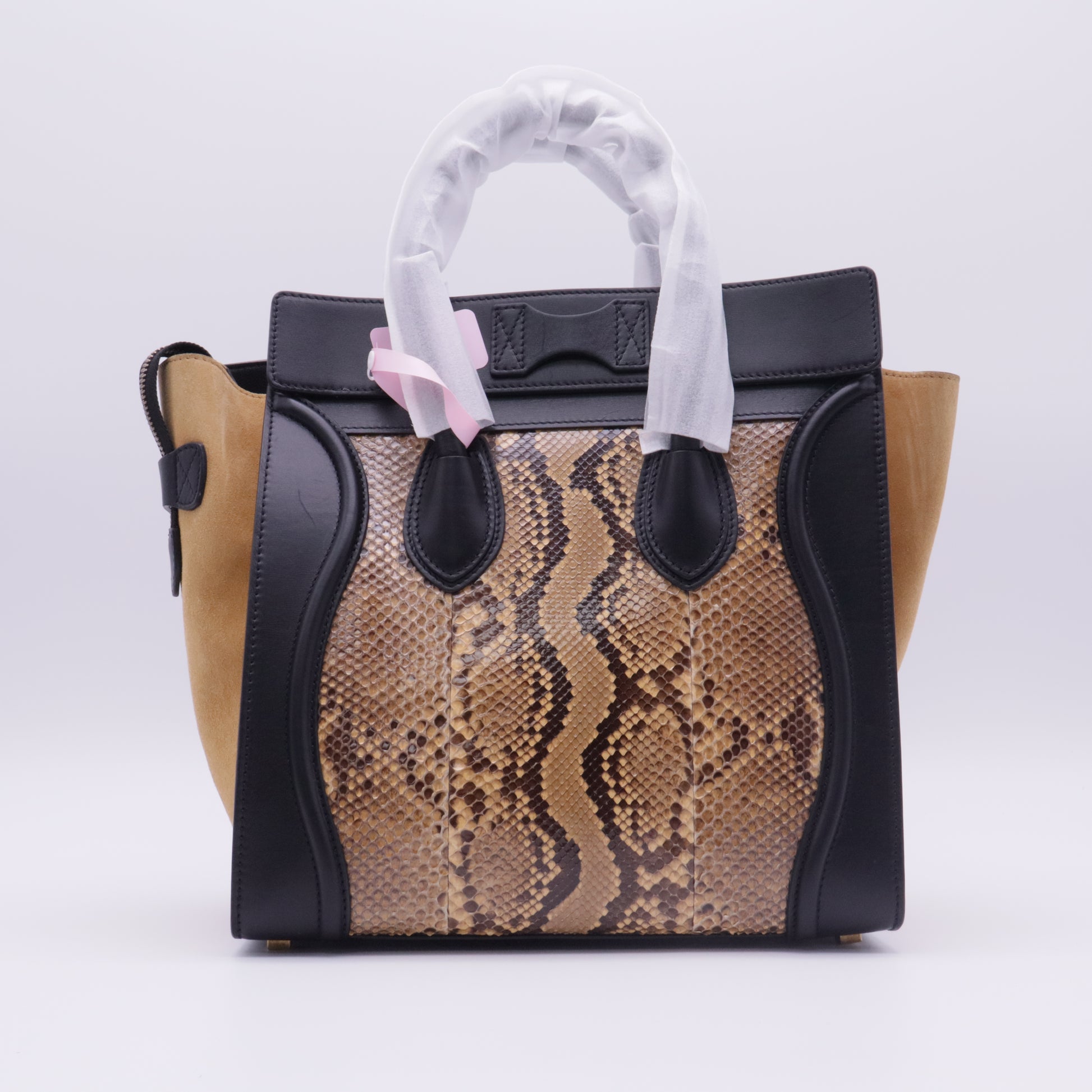 Luggage Bag Python and Leather Mini Tote Twins