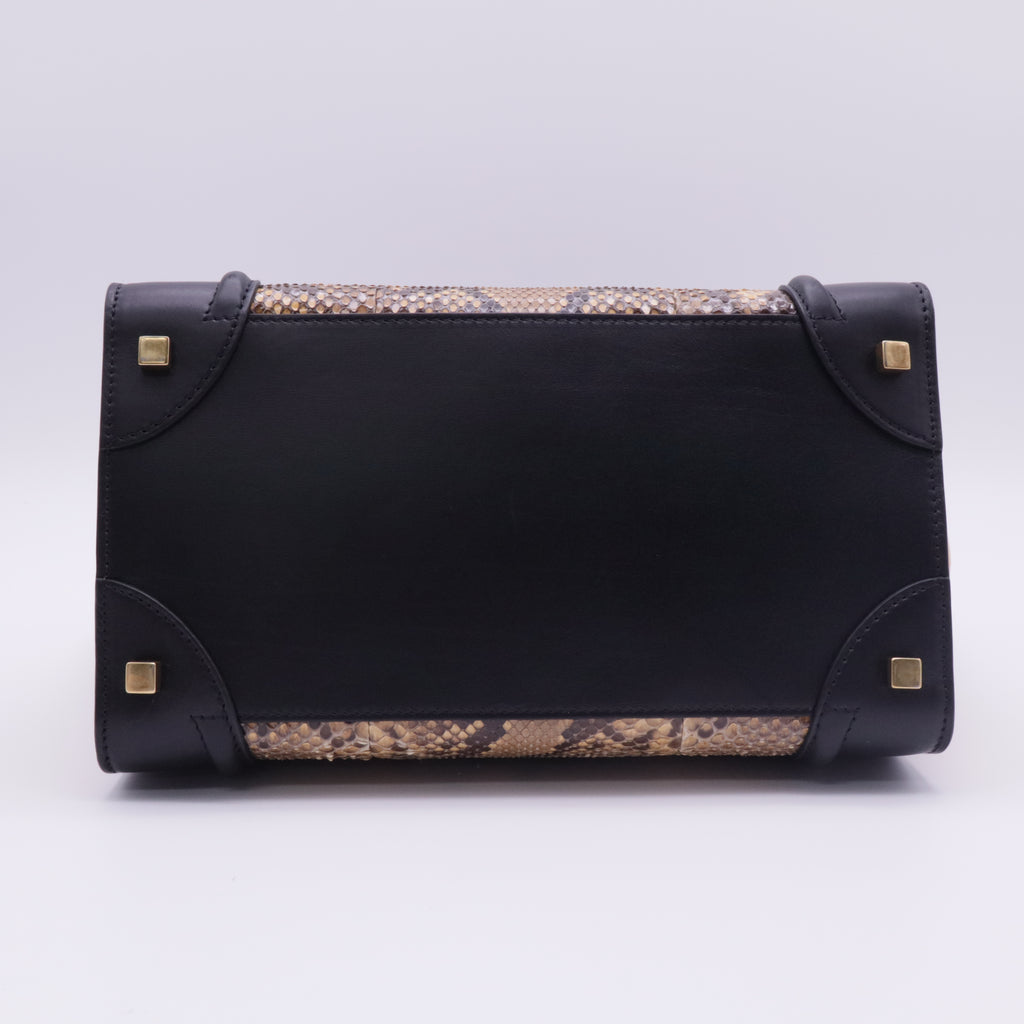 Luggage Bag Python and Leather Mini Tote Twins