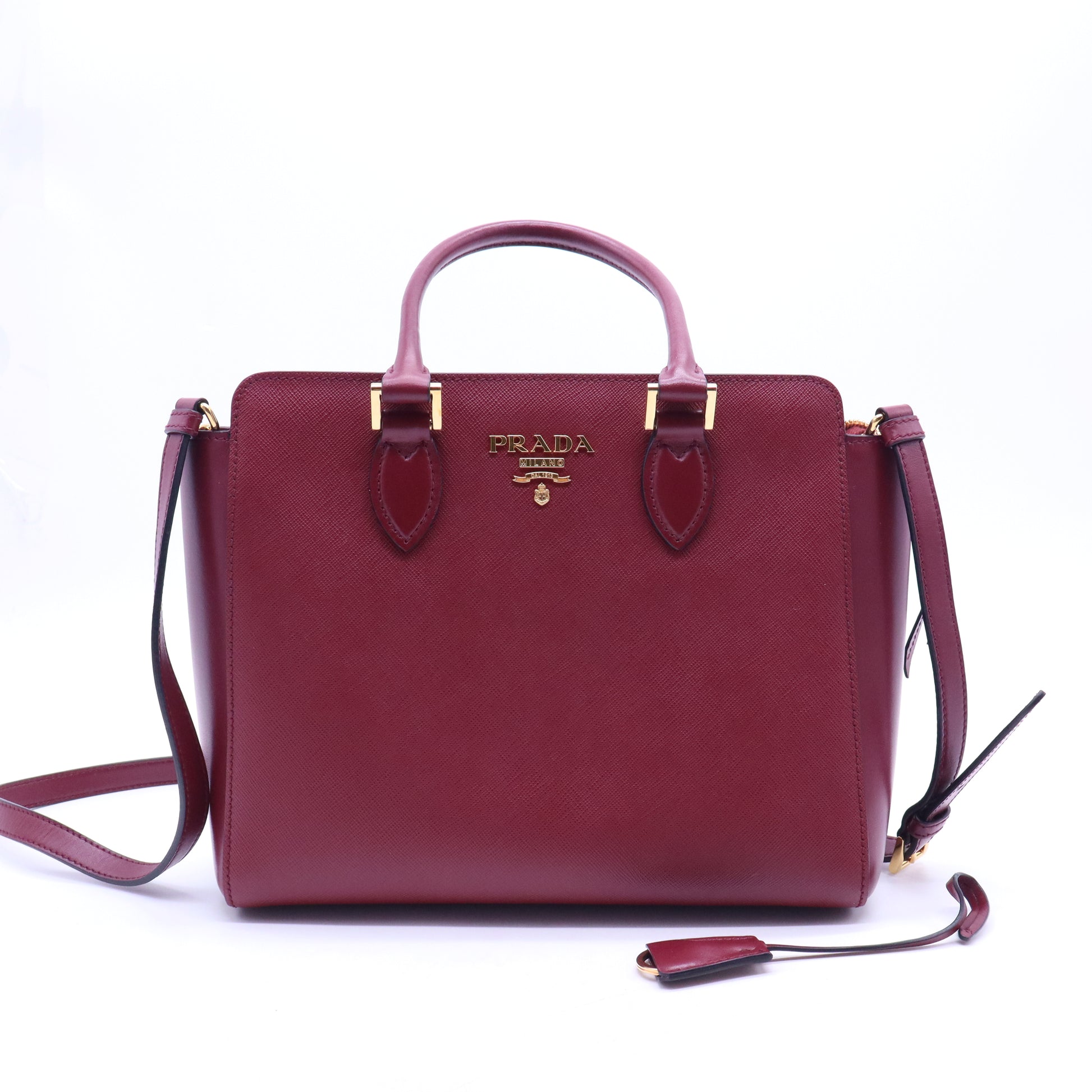 Saffiano Lux Leather Soft Calf-Trimmed Saffiano Cuir Handle Bag B21194