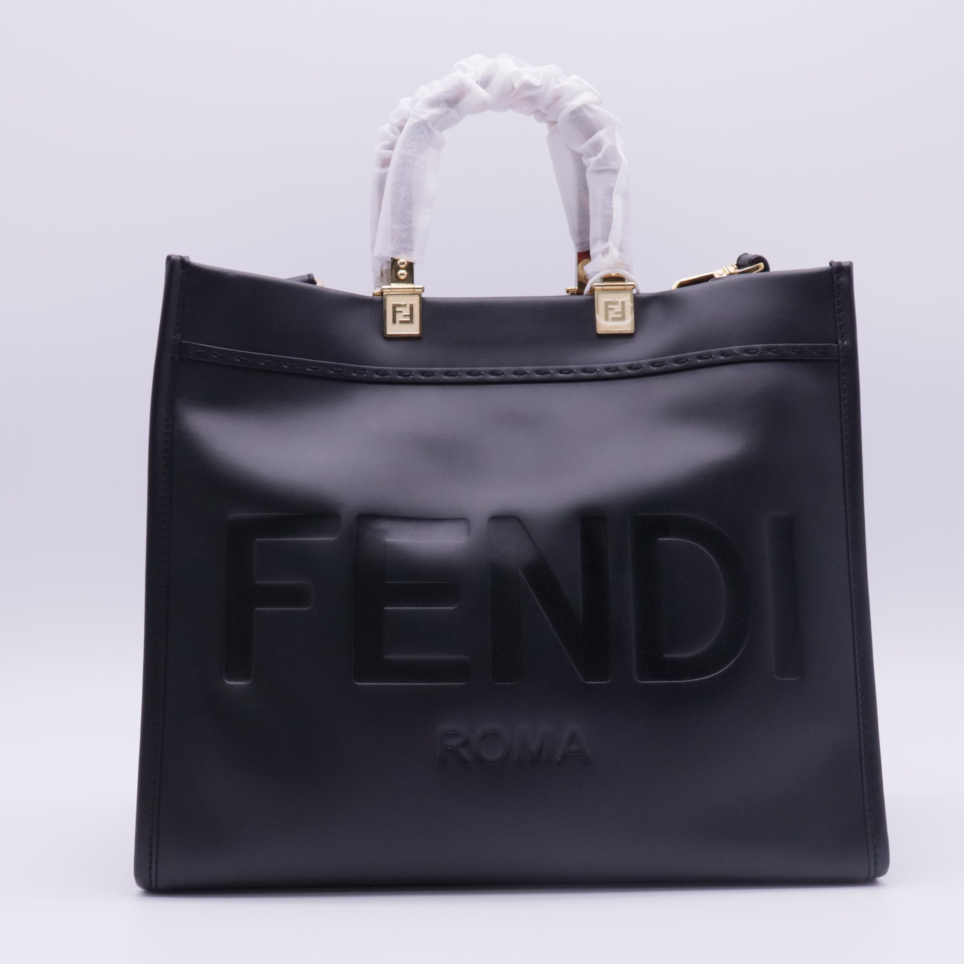 Sunshine Large Leather Handbag in Black Brown twins