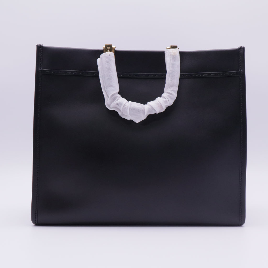 Sunshine Large Leather Handbag in Black Brown twins