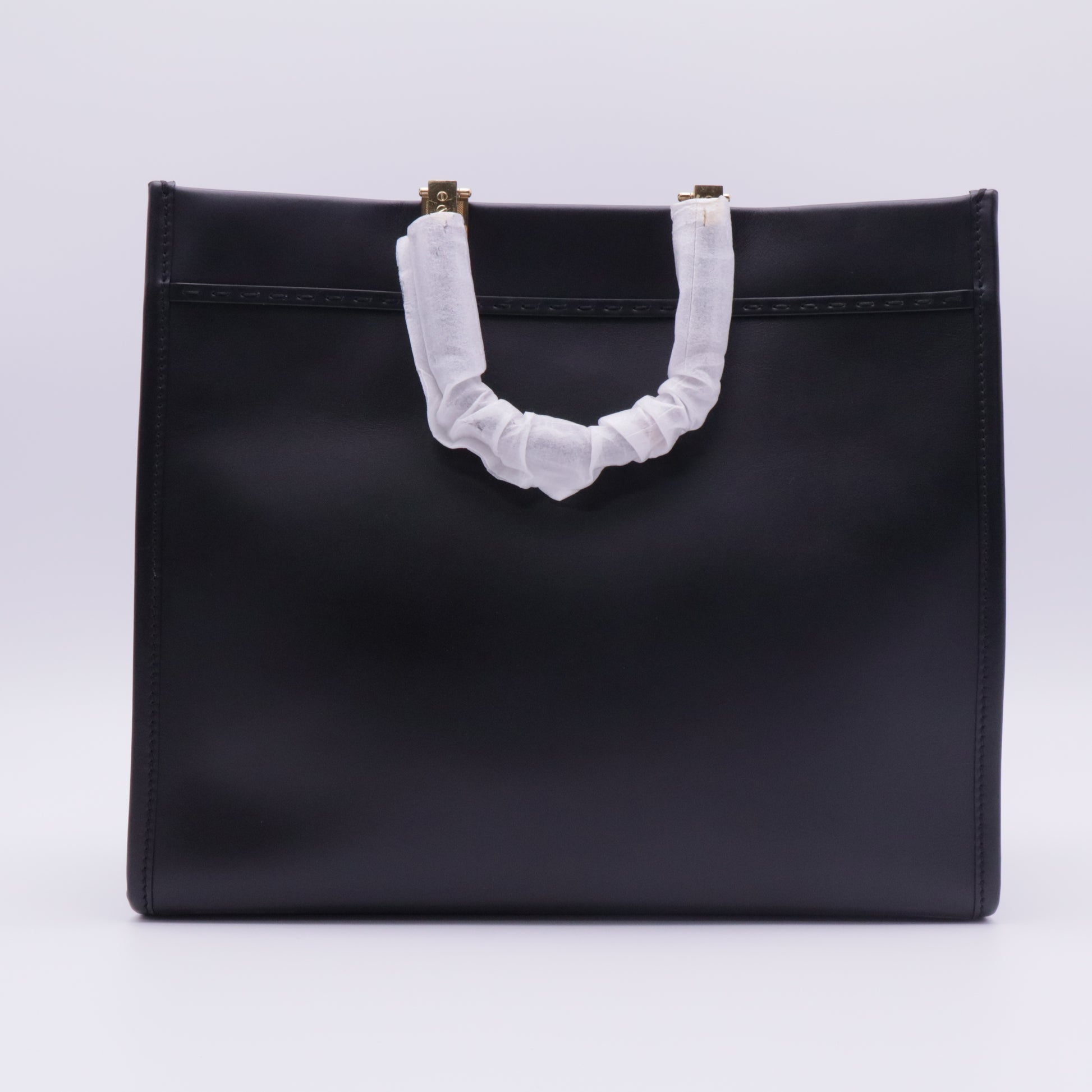 Sunshine Large Leather Handbag in Black Brown twins