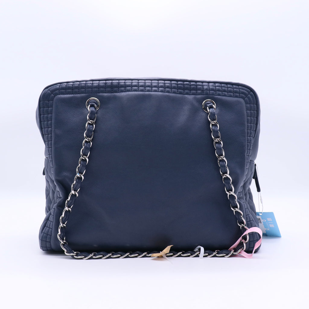 Chanel Lambskin Coco Open Tote Blue Bag Twins LDJ3218