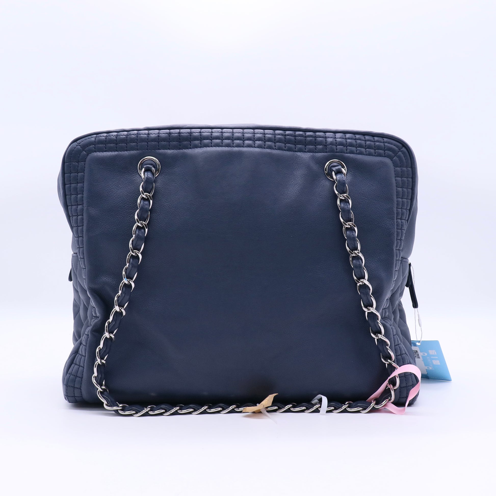 Chanel Lambskin Coco Open Tote Blue Bag Twins LDJ3218