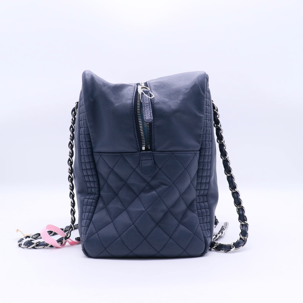 Chanel Lambskin Coco Open Tote Blue Bag Twins LDJ3218