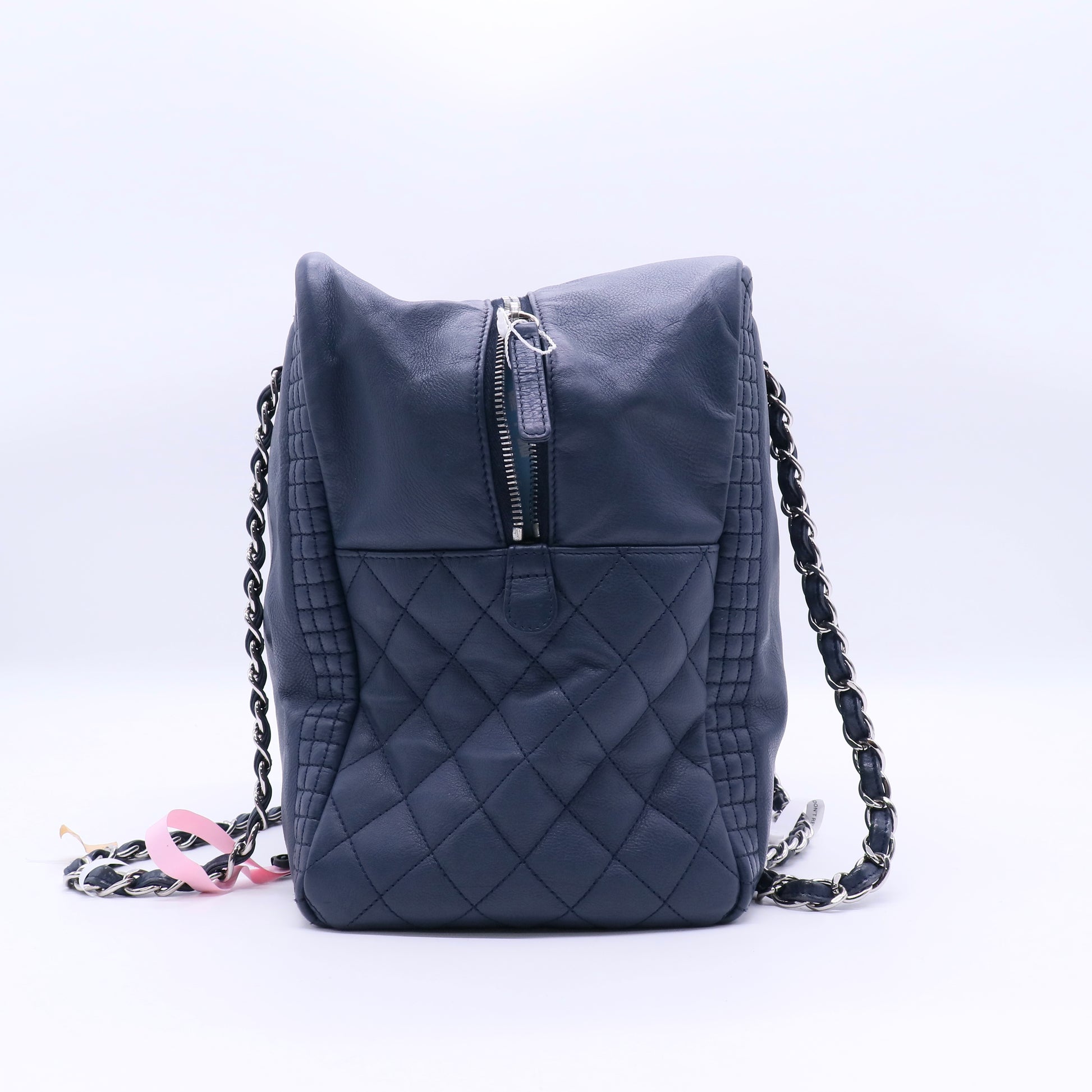 Chanel Lambskin Coco Open Tote Blue Bag Twins LDJ3218