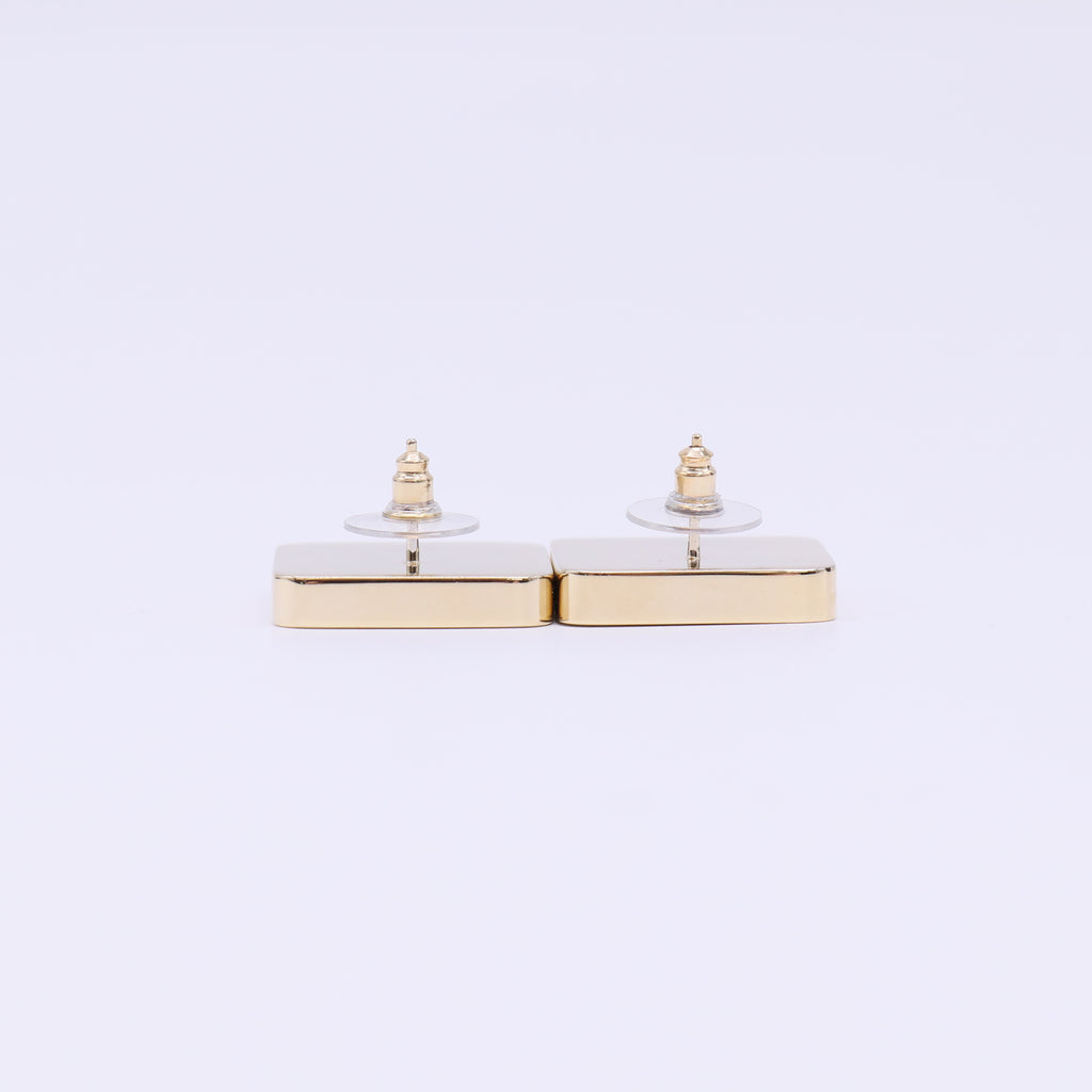 Chanel Enamel CC Square Stud Earrings W22162